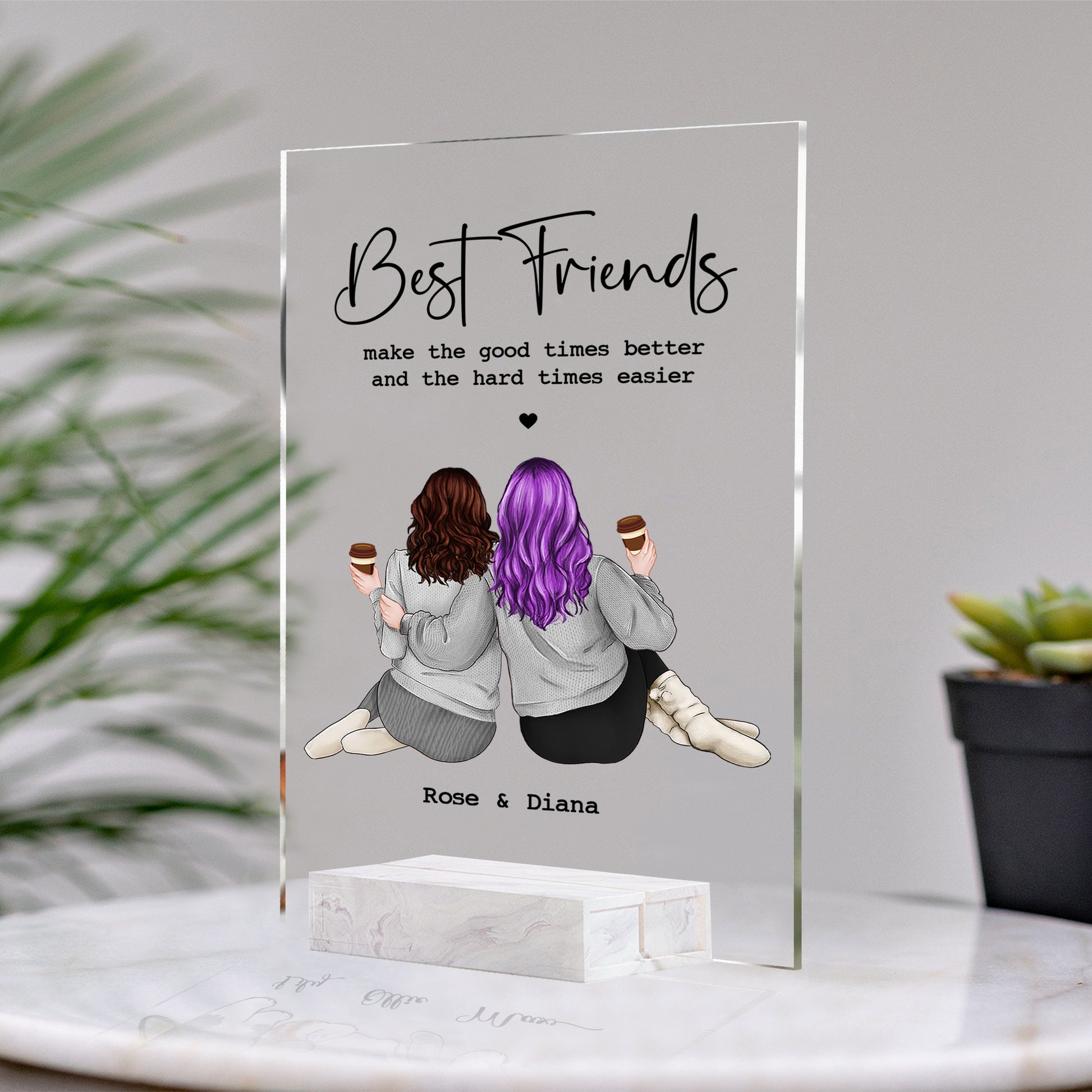 Personalized Birthday Gift For Best Friends • Custom Best Friends Gift • For Besties • For Soul Sisters • Friendship Portrait Acrylic Plaque