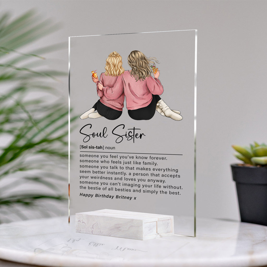 Personalized Birthday Gift For Best Friends • Custom Best Friends Gift • For Besties • For Soul Sisters • Friendship Portrait Acrylic Plaque