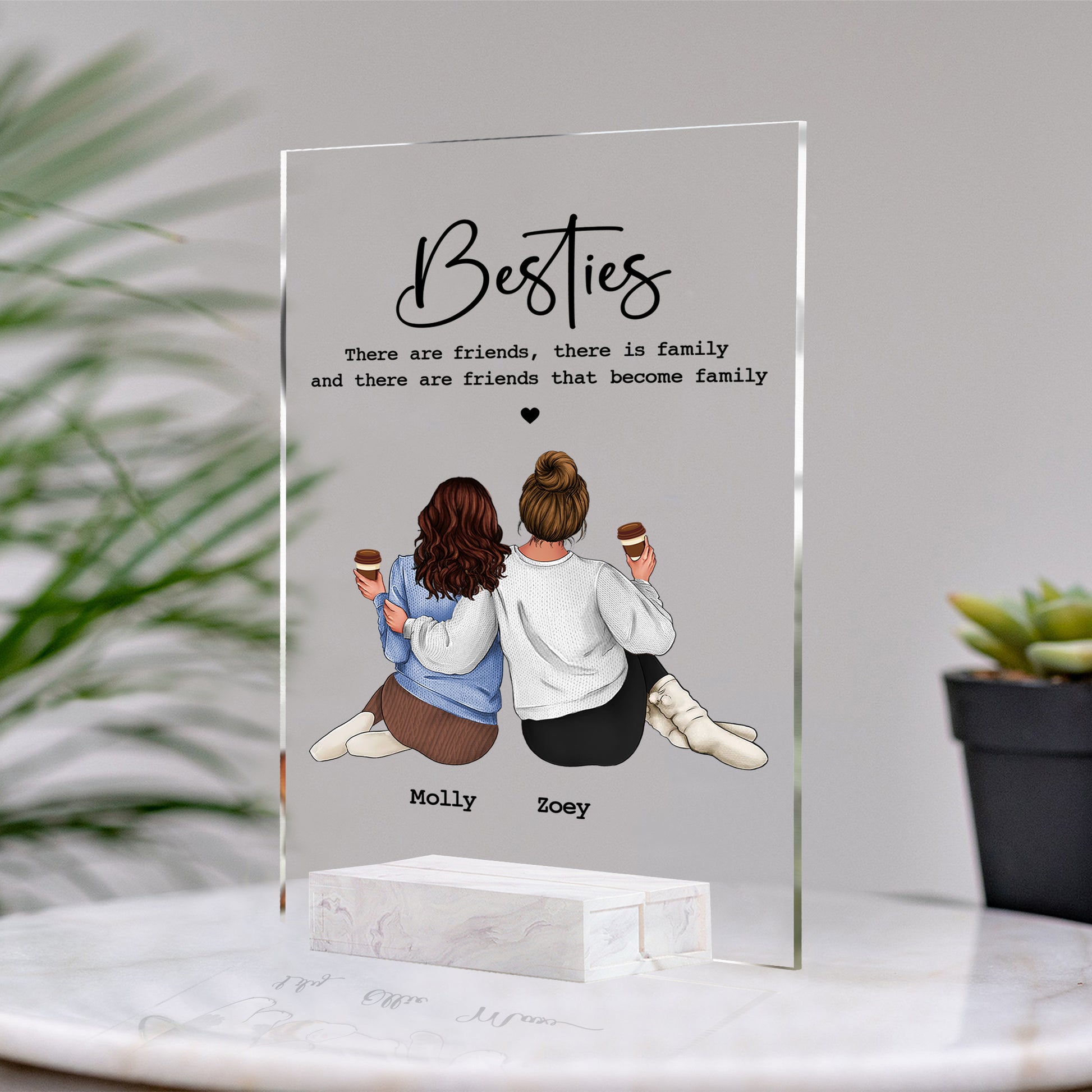 Personalized Birthday Gift For Best Friends • Custom Best Friends Gift • For Besties • For Soul Sisters • Friendship Portrait Acrylic Plaque