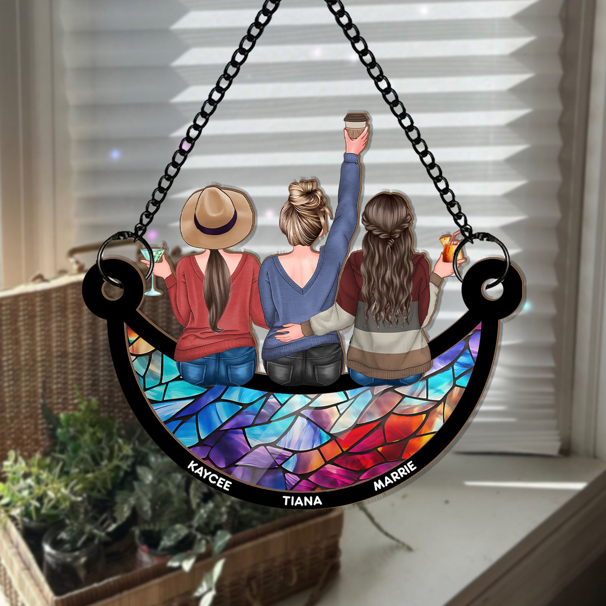 Personalized Best Friend Suncatcher Ornament • Custom Besties Ornament • For Soul Sisters • Friendship Ornament • Christmas Decoration • Window Hanging