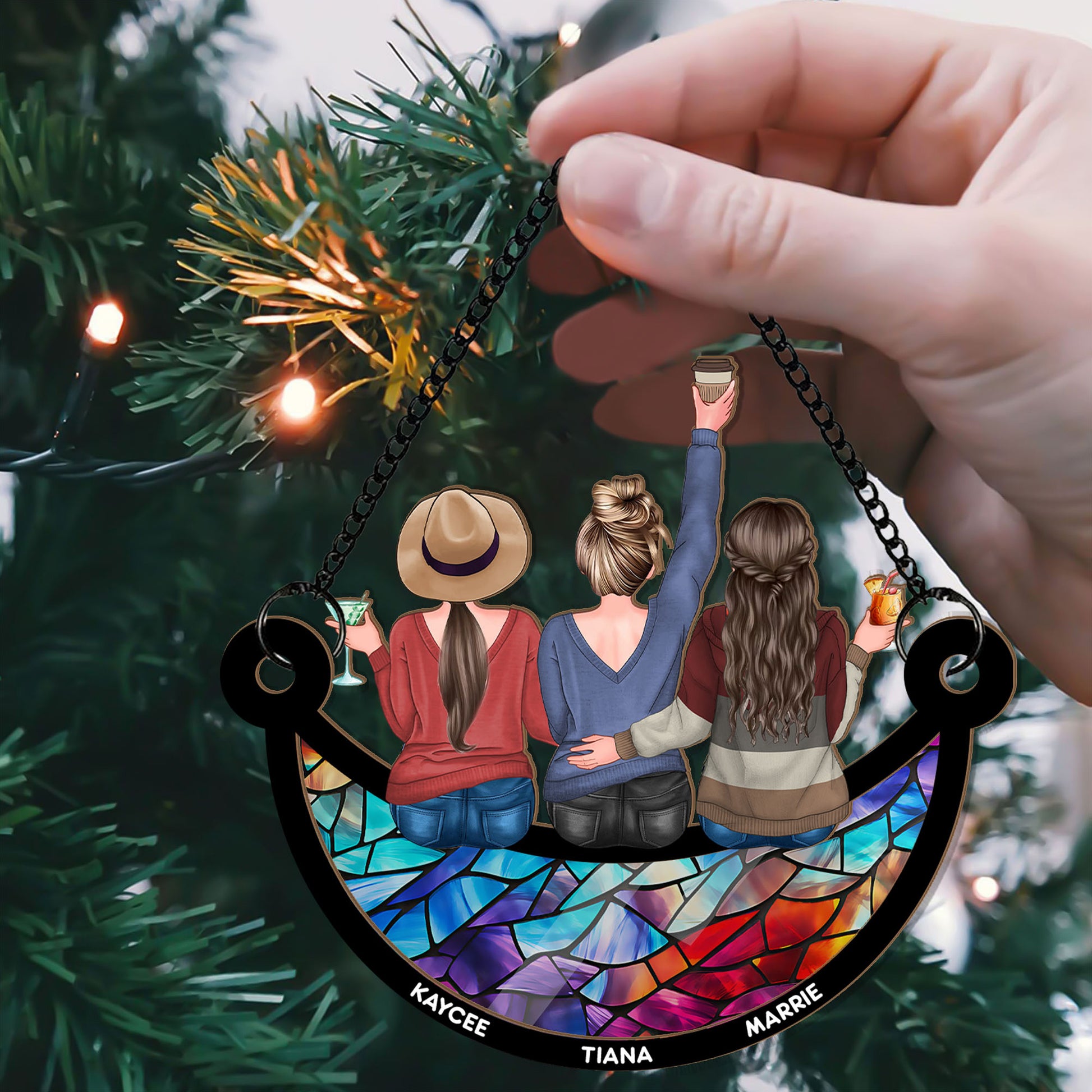 Personalized Best Friend Suncatcher Ornament • Custom Besties Ornament • For Soul Sisters • Friendship Ornament • Christmas Decoration • Window Hanging