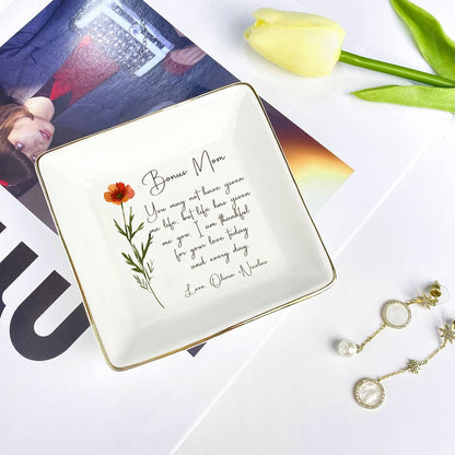 Not by Blood, But by Heart – Personalized Jewelry Dish for Bonus Mom