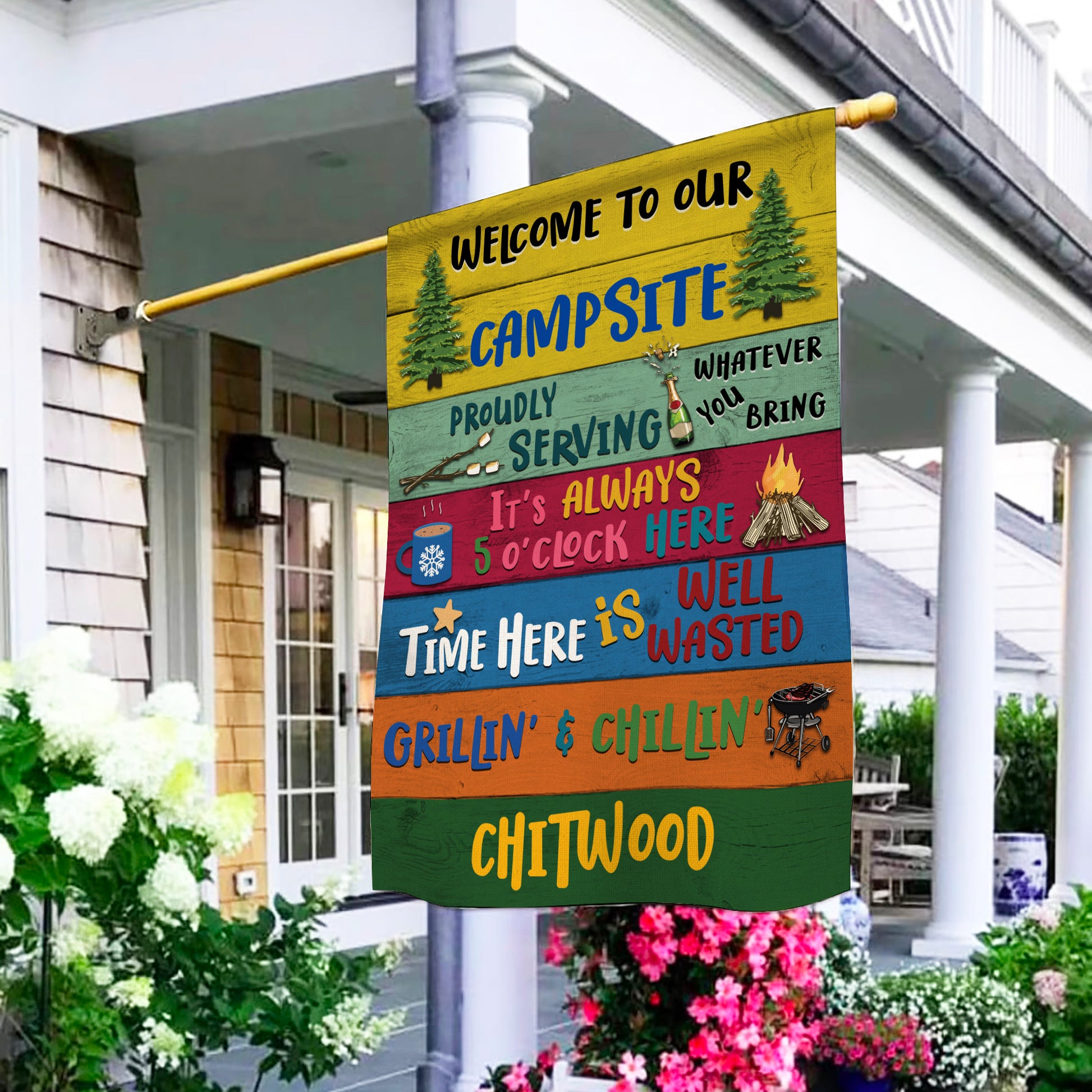 Welcome To Our Campsite Custom Name Flag For Campers • Camping Flag • Personalized Flag For Camping Couple