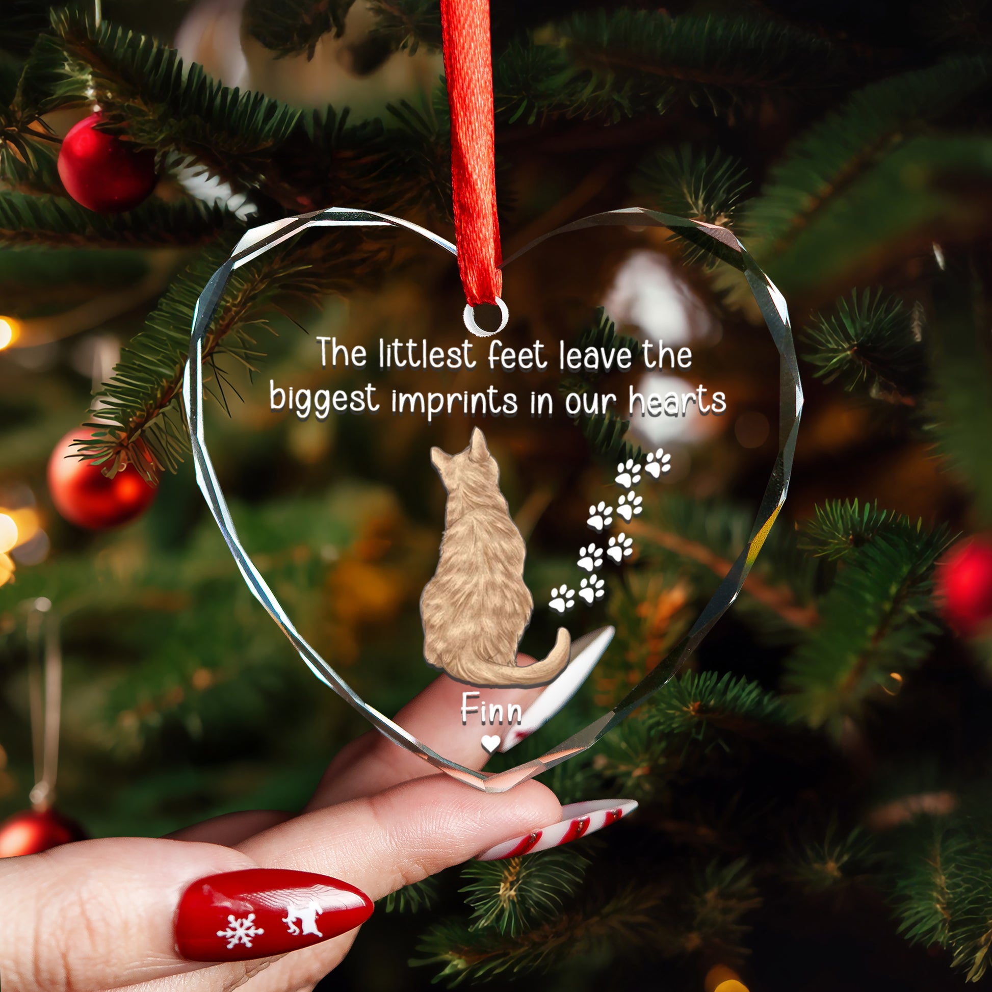 Custom Christmas Ornament For Loss Of Cat • Keepsake Gift For Cat Family • Personalized Memorial Gift For Cat Lovers • Cat Portrait Glass Ornament