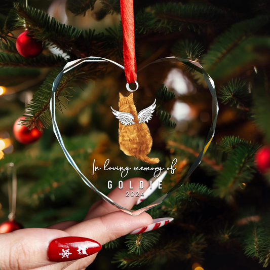 Loss Of Cat Custom Christmas Ornament • Keepsake Gift For Cat Family • Personalized Christmas Gift For Cat Lovers • Cat Portrait Glass Ornament