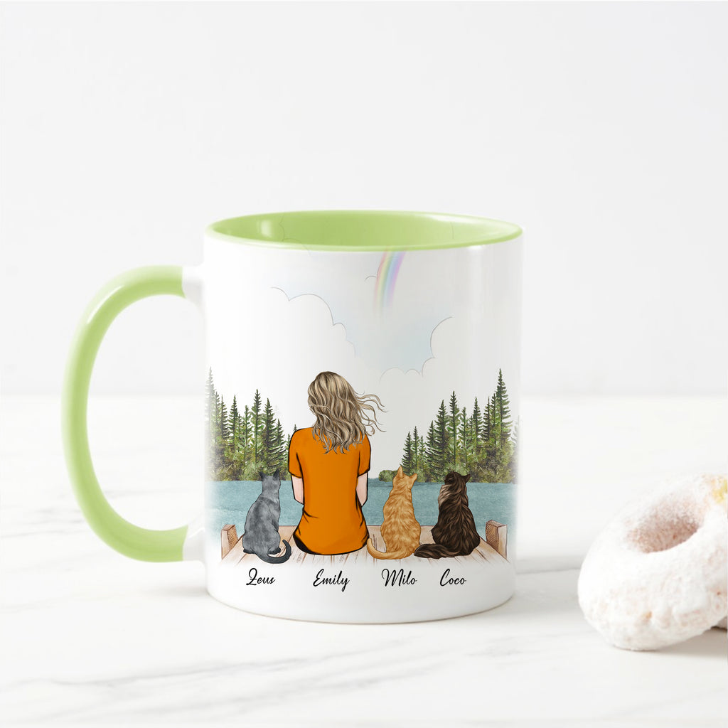 Dog And Mom Mug • Custom Dog Mom Portrait • Personalized Memorial Gift For Loss Of Dog • Girl With Dog Portrait