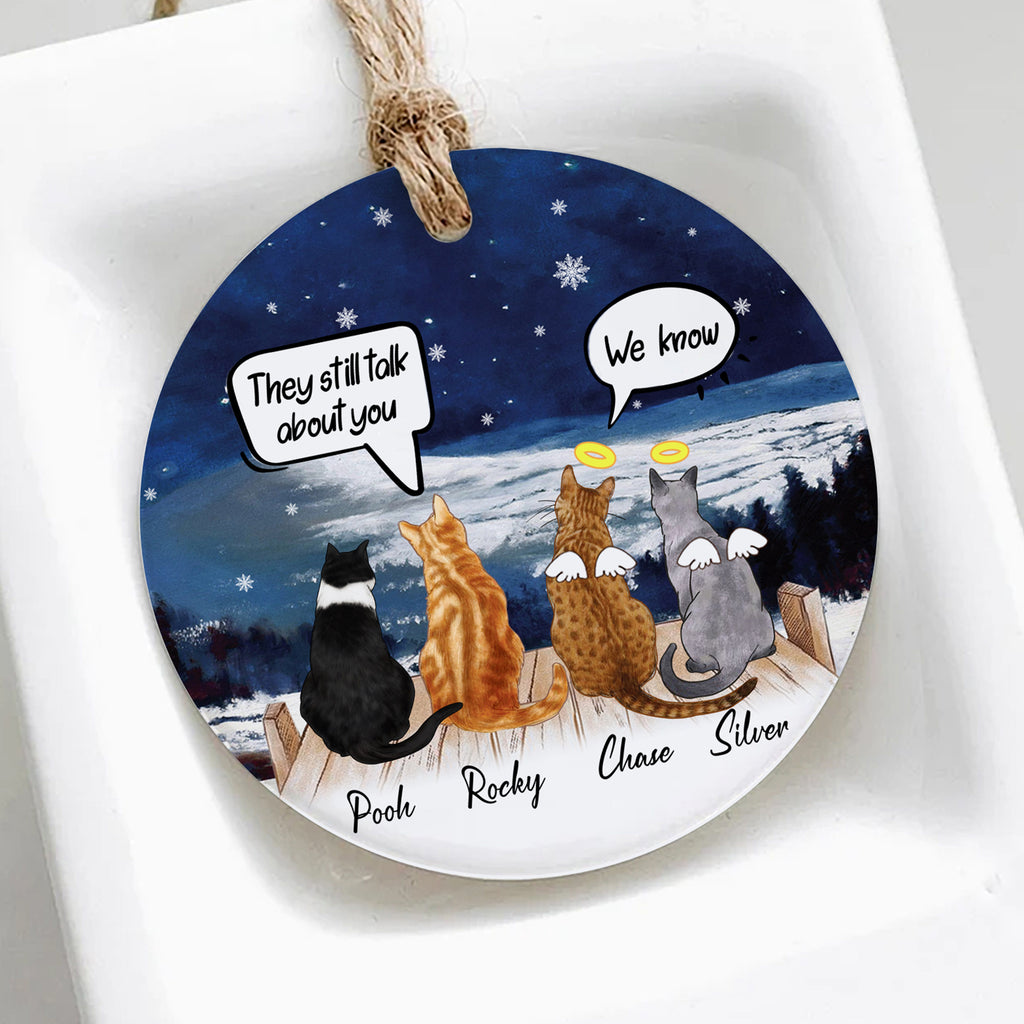 They Still Talk About You Cat Christmas Ornament • Custom Memorial Gift For Cat Family • Personalized Christmas Gift For Loss Of Cat • Portrait Ornament • Keepsake Gift