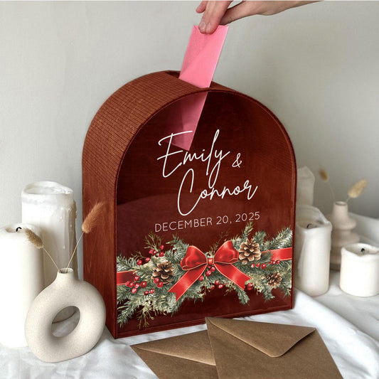 Personalized Wedding Card Box | Christmas Tone
