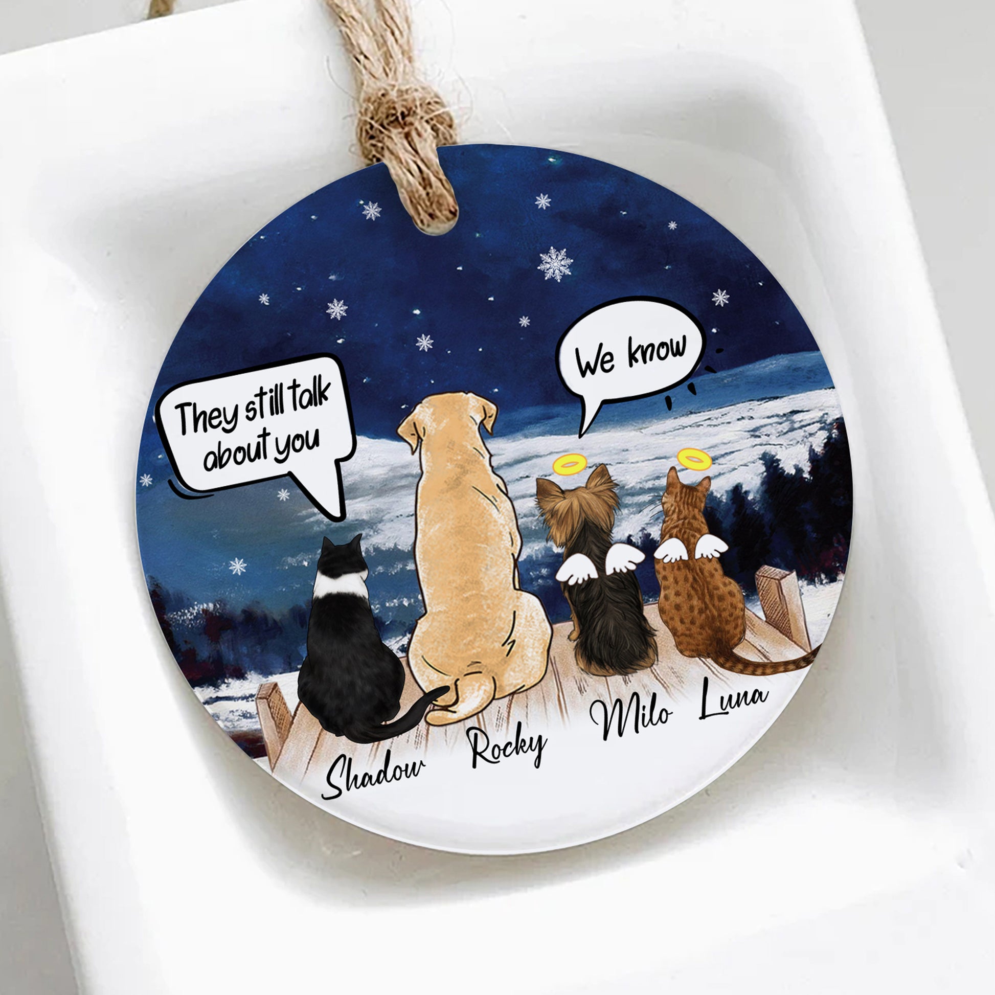 Dog And Cat Christmas Ornament • Custom Memorial Gift For Pet Lovers • Personalized Christmas Gift For Loss Of Pet • Portrait Ornament • Keepsake Gift