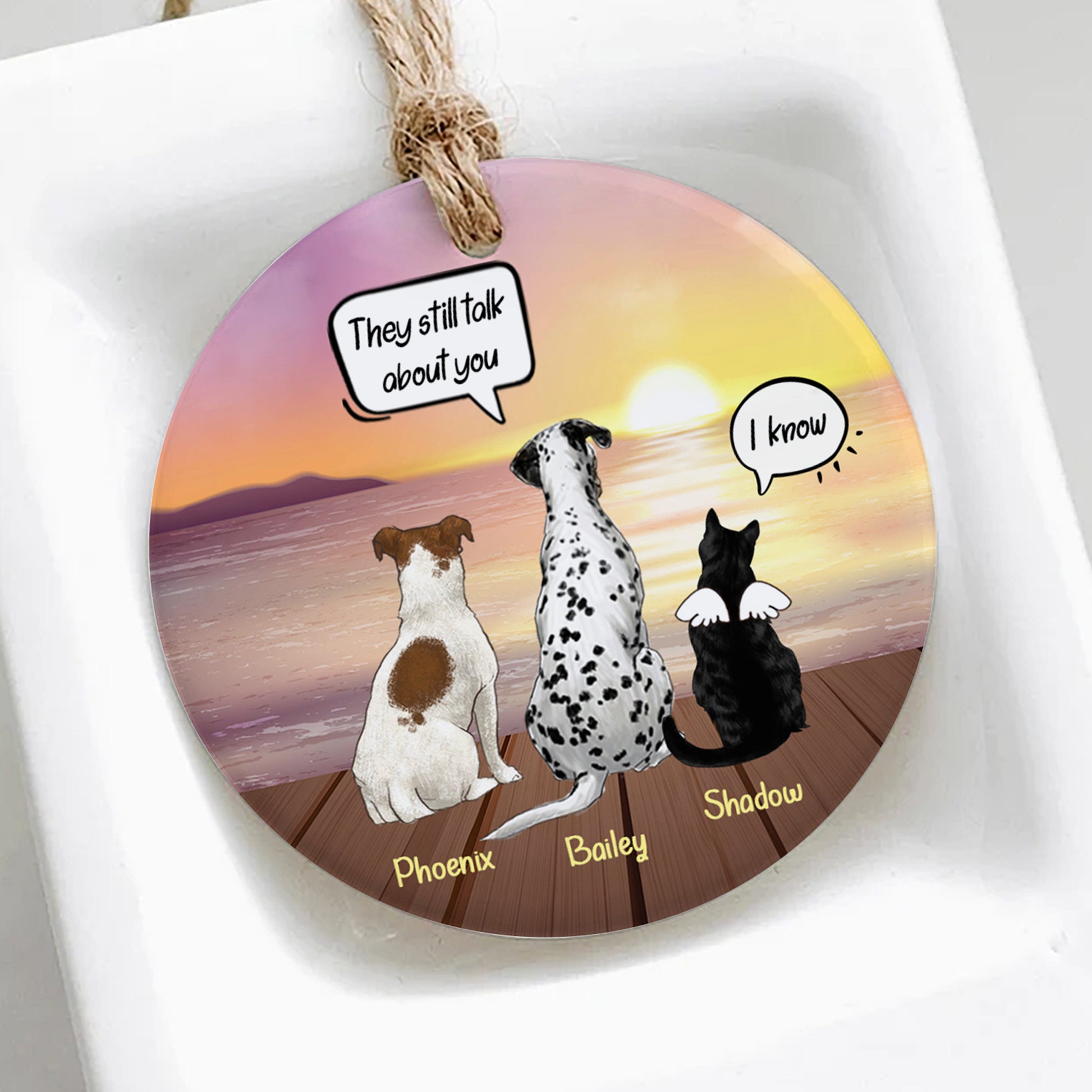 Dog And Cat Christmas Ornament • Custom Memorial Gift For Pet Lovers • Personalized Christmas Gift For Loss Of Pet • Portrait Ornament • Keepsake Gift