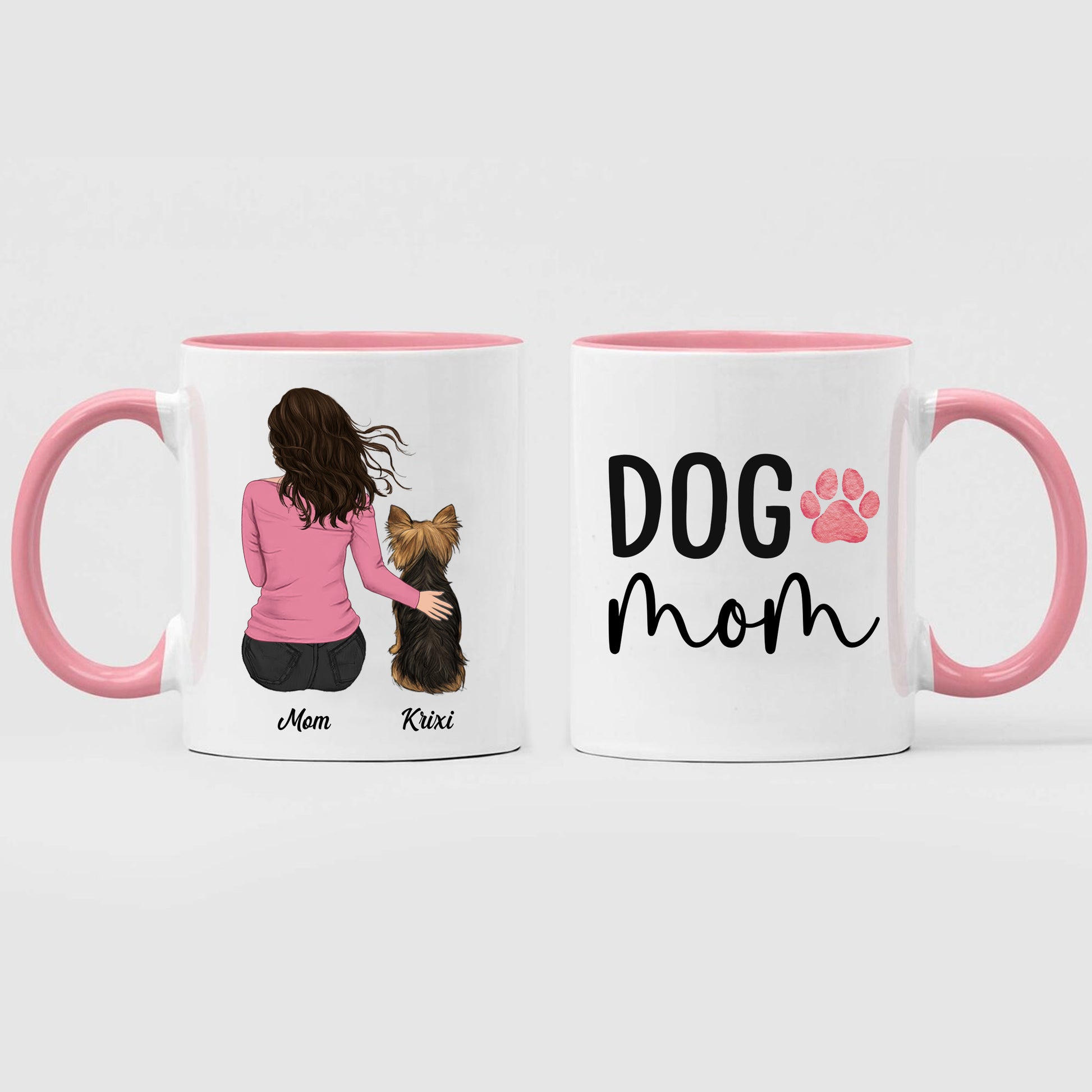 Dog And Mom Mug • Custom Dog Mom Portrait • Personalized Keepsake Gift For Dog Mama • Girl With Dog Portrait