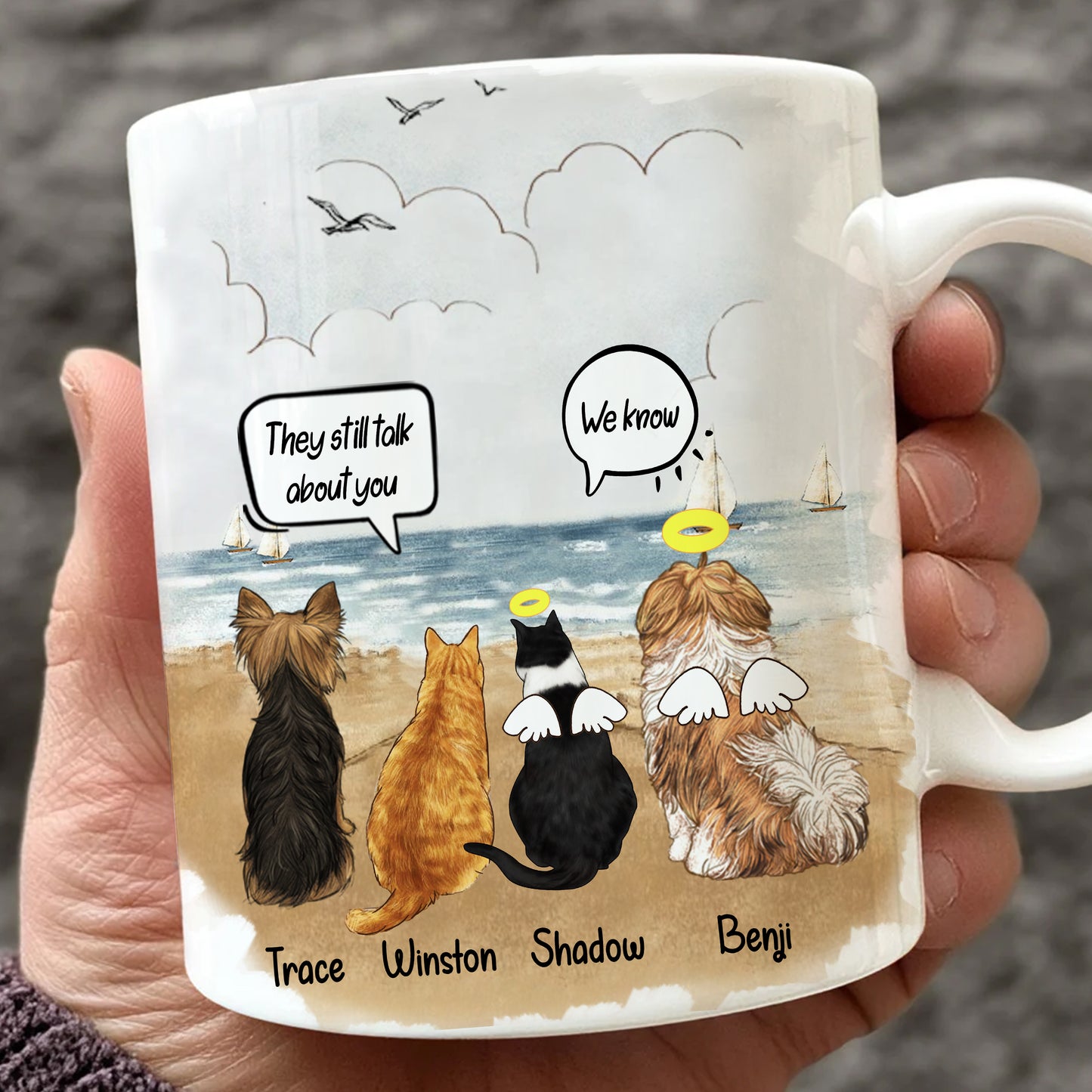 They Still Talk About You Mug • Custom Dog And Cat Portrait For Pet Lovers • Personalized Memorial Gift For Loss Of Pet • Sympathy Gift
