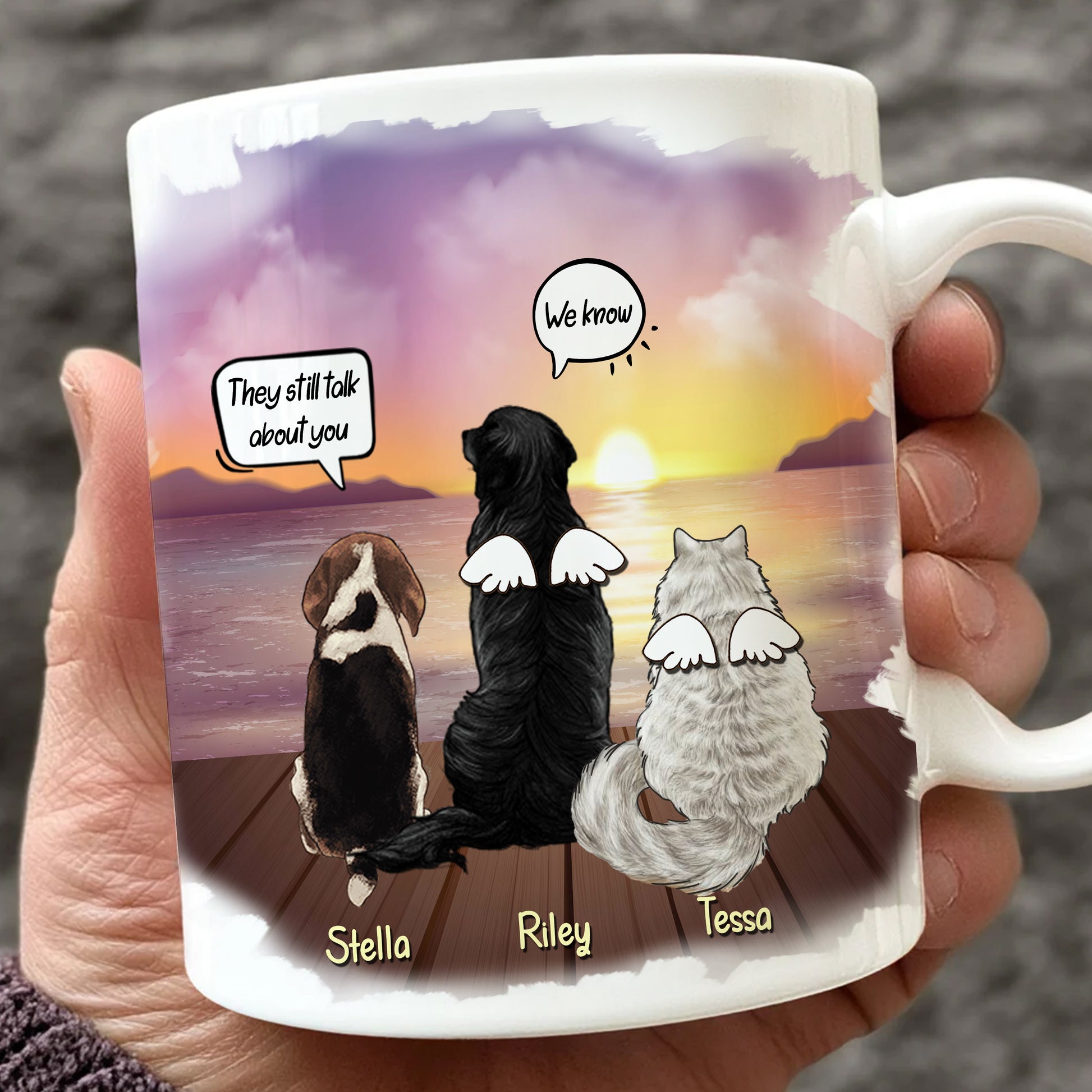They Still Talk About You Mug • Custom Dog And Cat Portrait For Pet Lovers • Personalized Memorial Gift For Loss Of Pet • Sympathy Gift