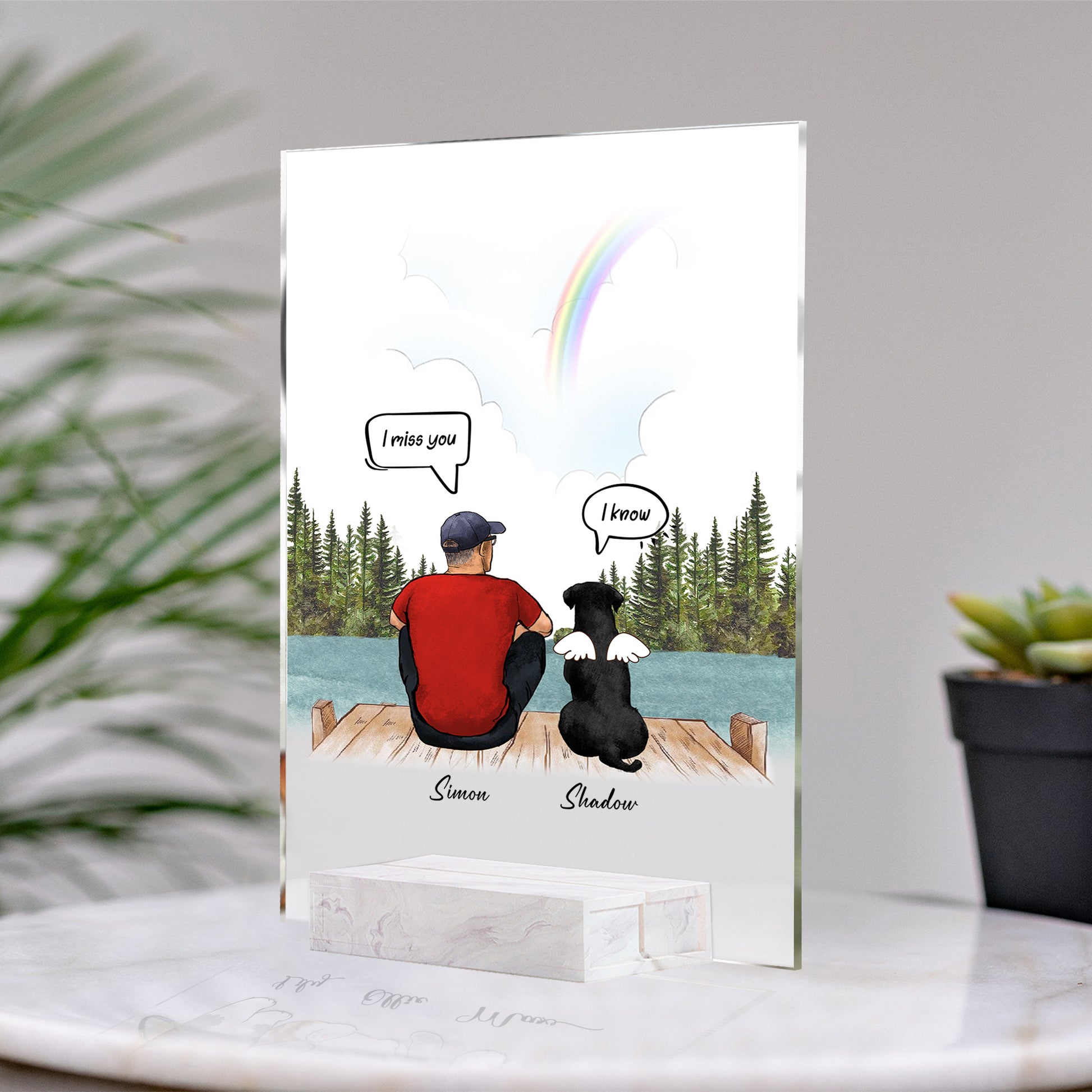 Dog And Dad Custom Framed • Dog Dad Portrait • Personalized Memorial Gift For Loss Of Dog • Man With Dog Portrait • Acrylic Plaque