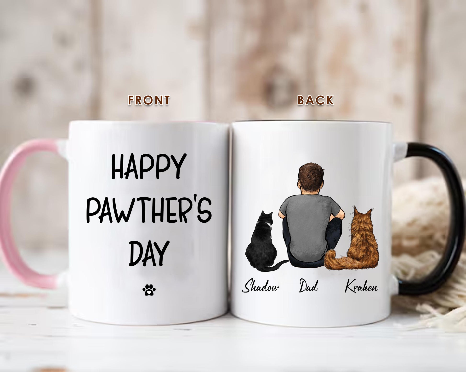 Happy Pawther's Day Mug For Dog Dad • Custom Mug • Personalized Father's Day Gift For Dad • Man With Dog Portrait Mug