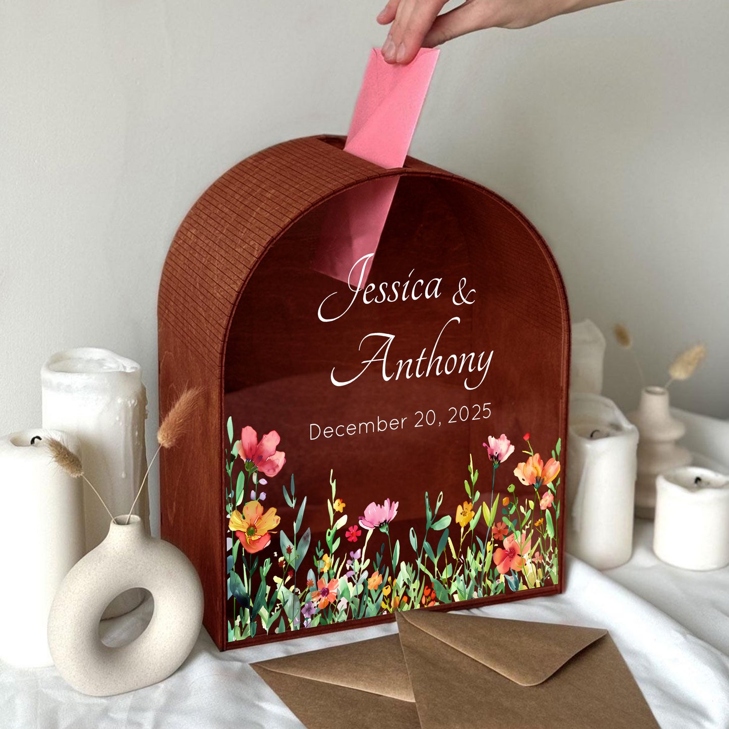 Personalized Wedding Card Box | Soft Bloom