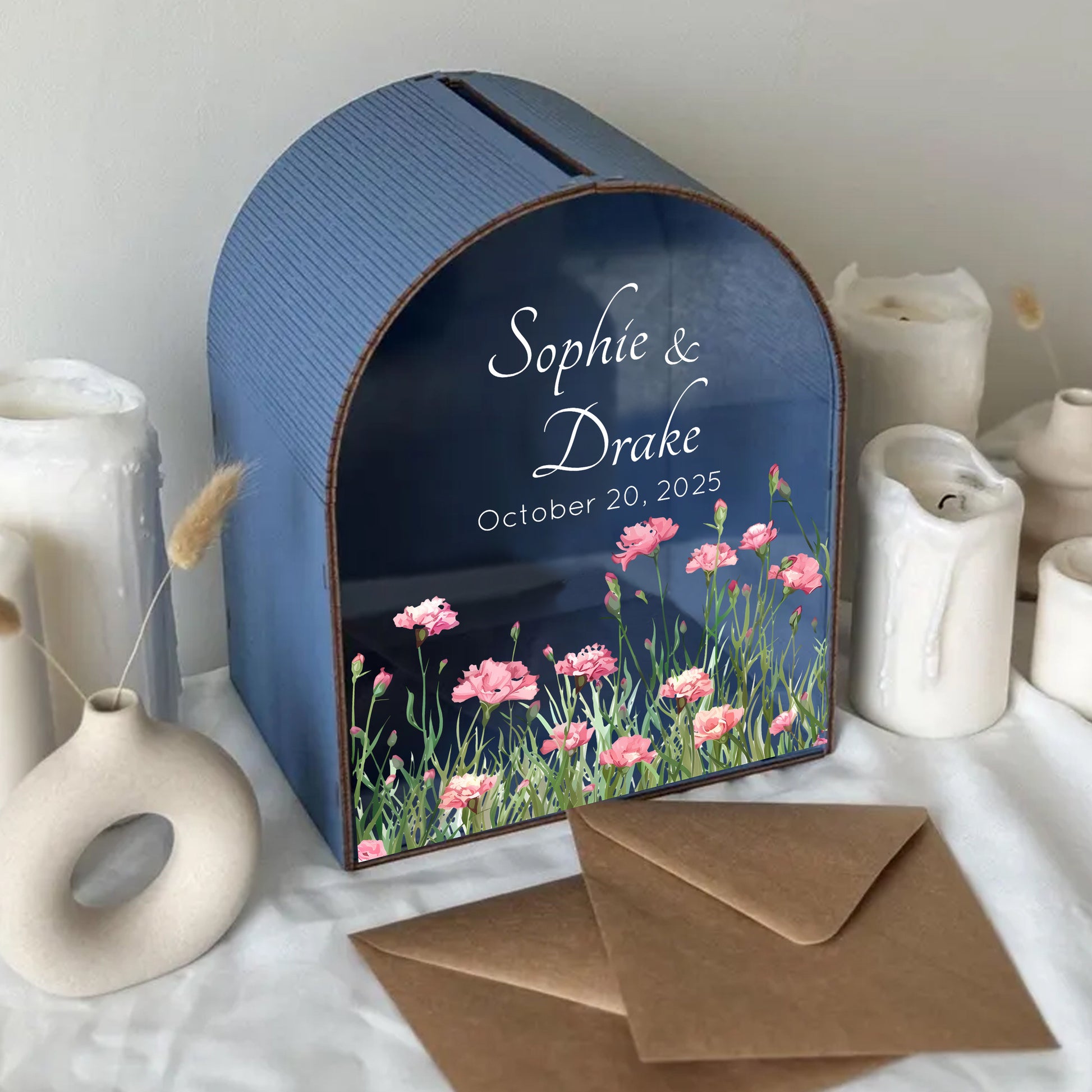 Personalized Wedding Card Box - Soft Bloom