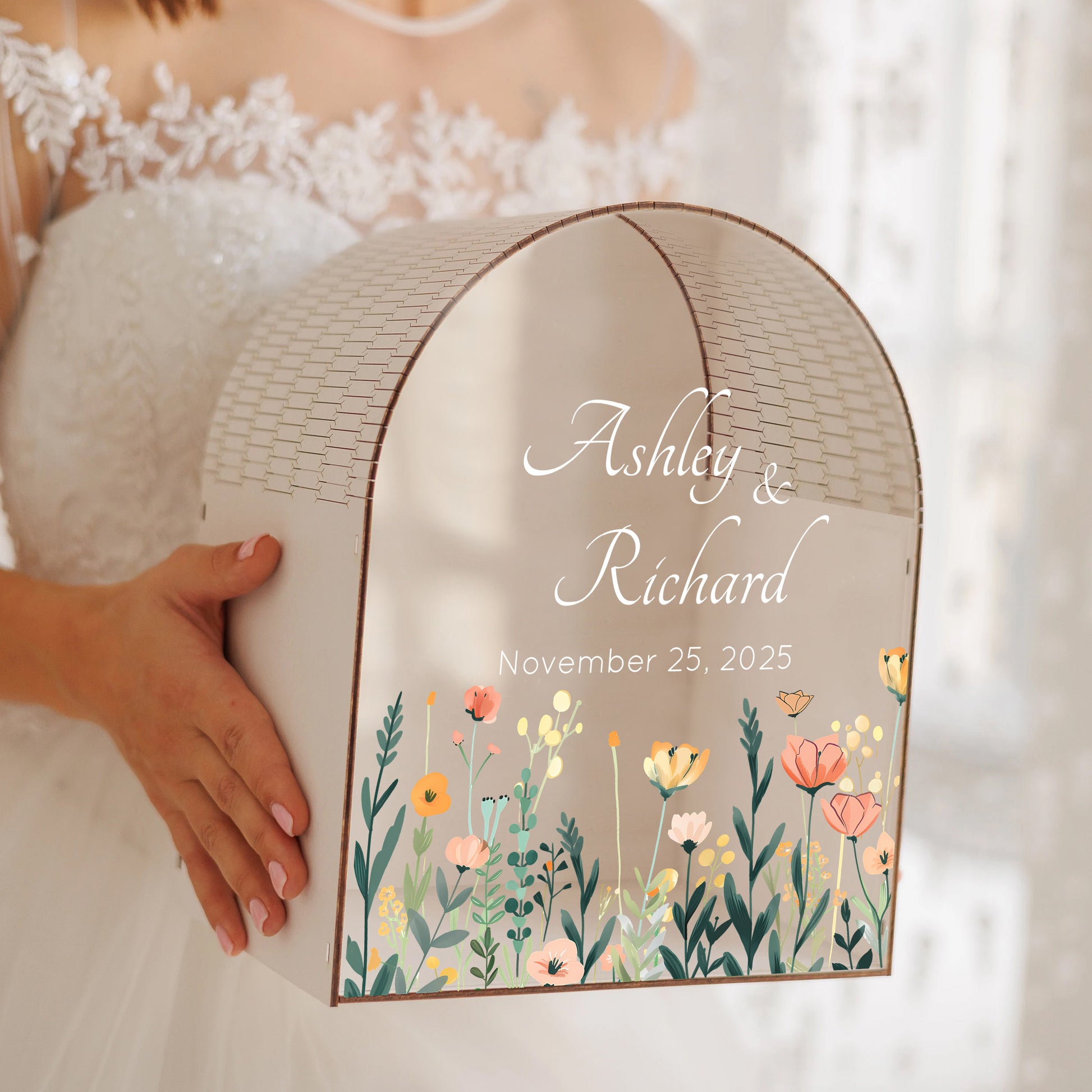 Personalized Wedding Card Box - Soft Bloom