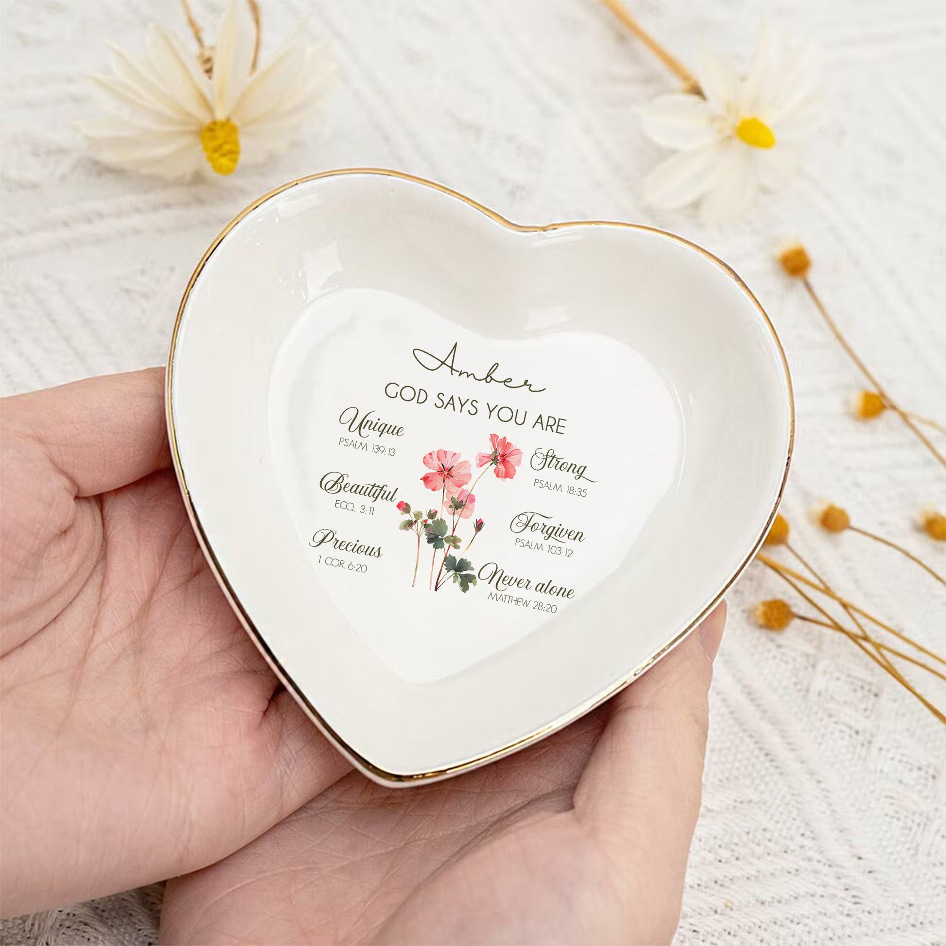 God Says You Are Bible Verse • Personalized Trinket Dish • Custom Watercolor Flower Ring Dish • Faith Christian Gift • Inspiration Gift • Jewelry Tray • Birthday Gift • Keepsake Gift