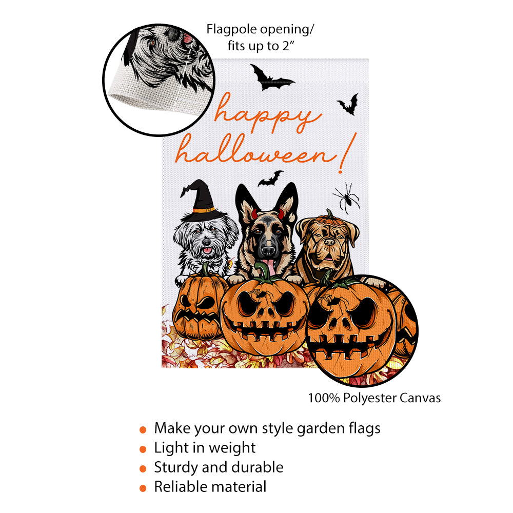 Happy Halloween • Funny Halloween Decoration Flag • Personalized Dog & Cat Garden Flag • Custom Welcome Flag