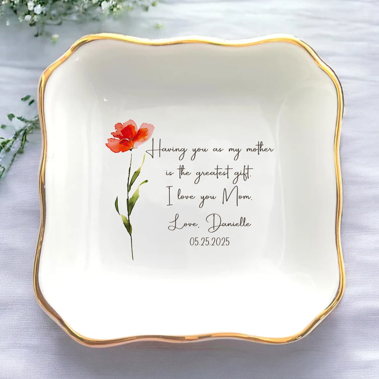 To My Mom, With Love – Personalized Jewelry Dish