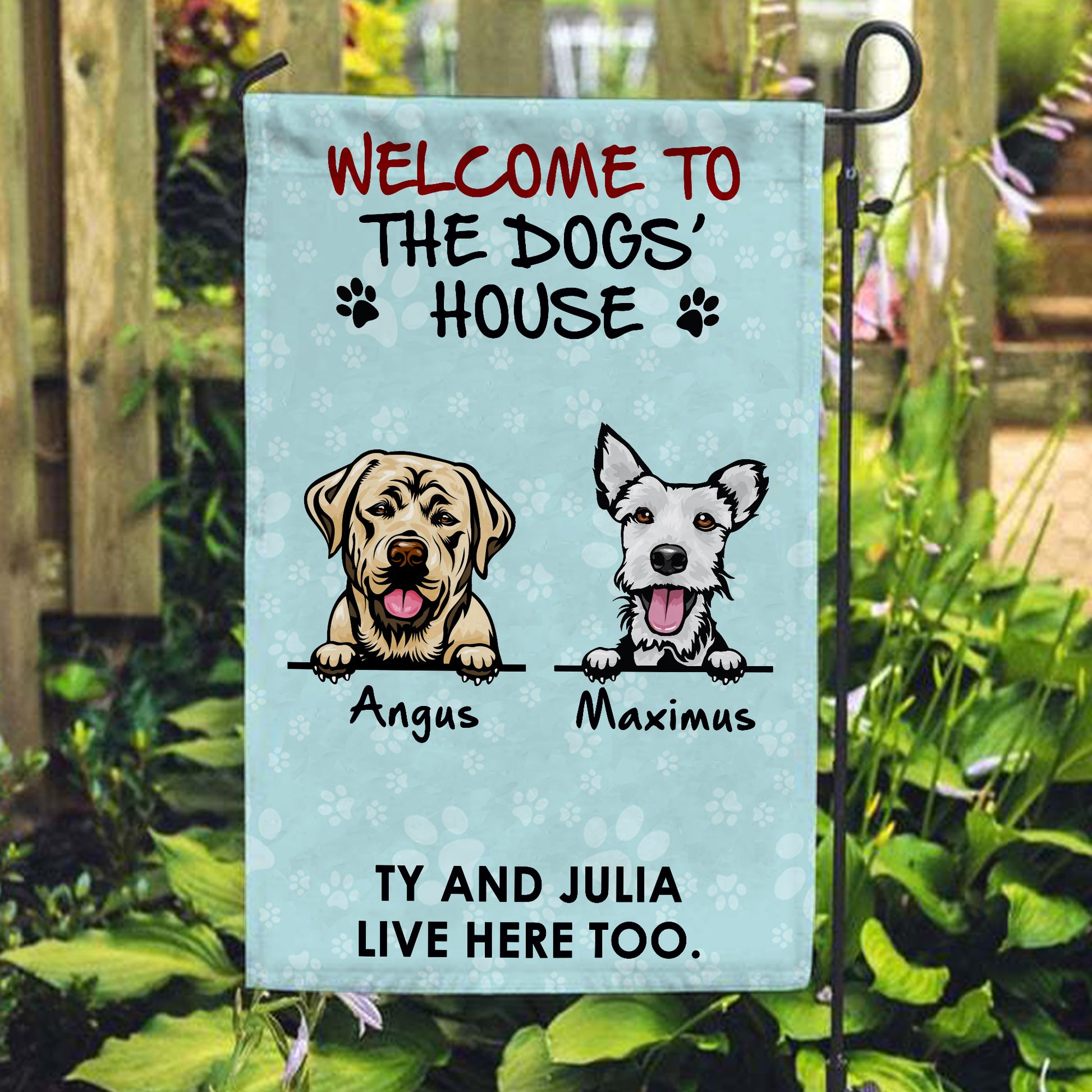 Welcome To The Dogs House Flag • Personalized Dog & Cat Garden Flag • Custom Welcome Flag • For Pet Lovers