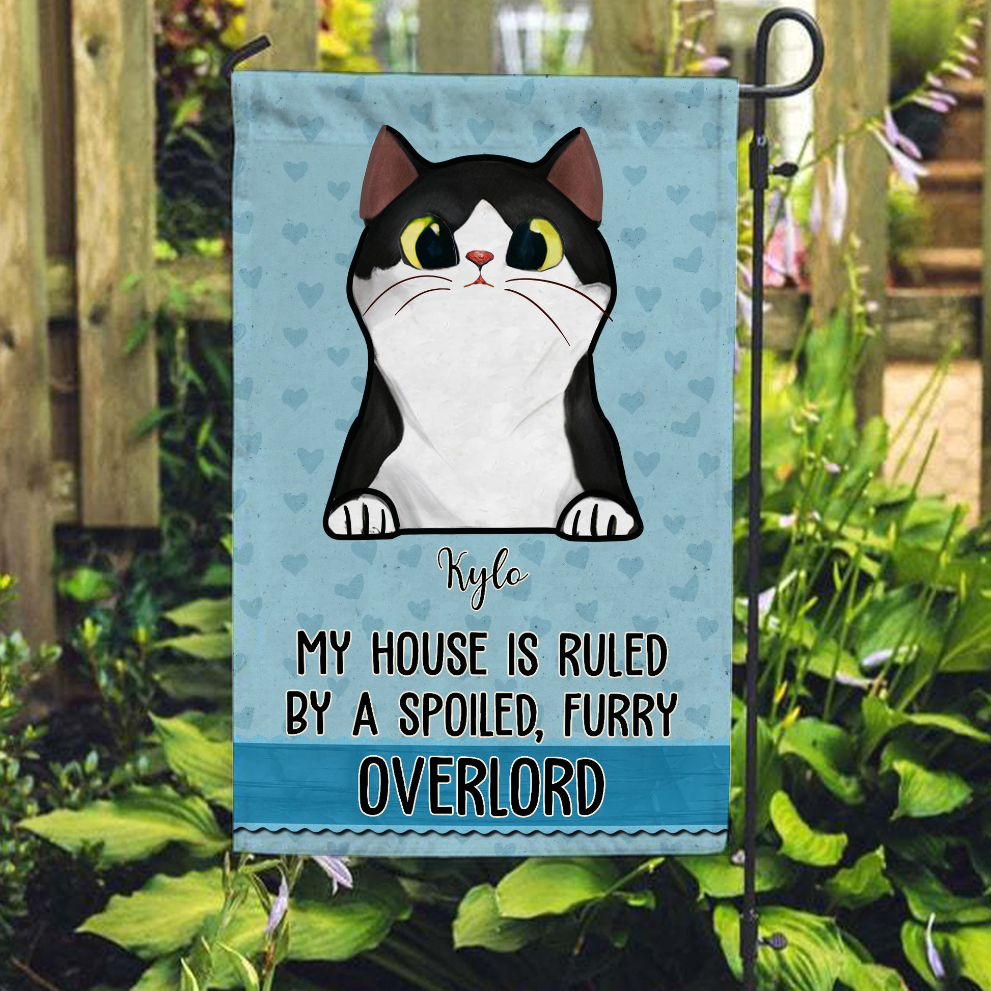 My House Is Ruled By A Spoiled Furry Overlord Flag • Personalized Dog & Cat Garden Flag • Custom Welcome Flag • For Pet Lovers