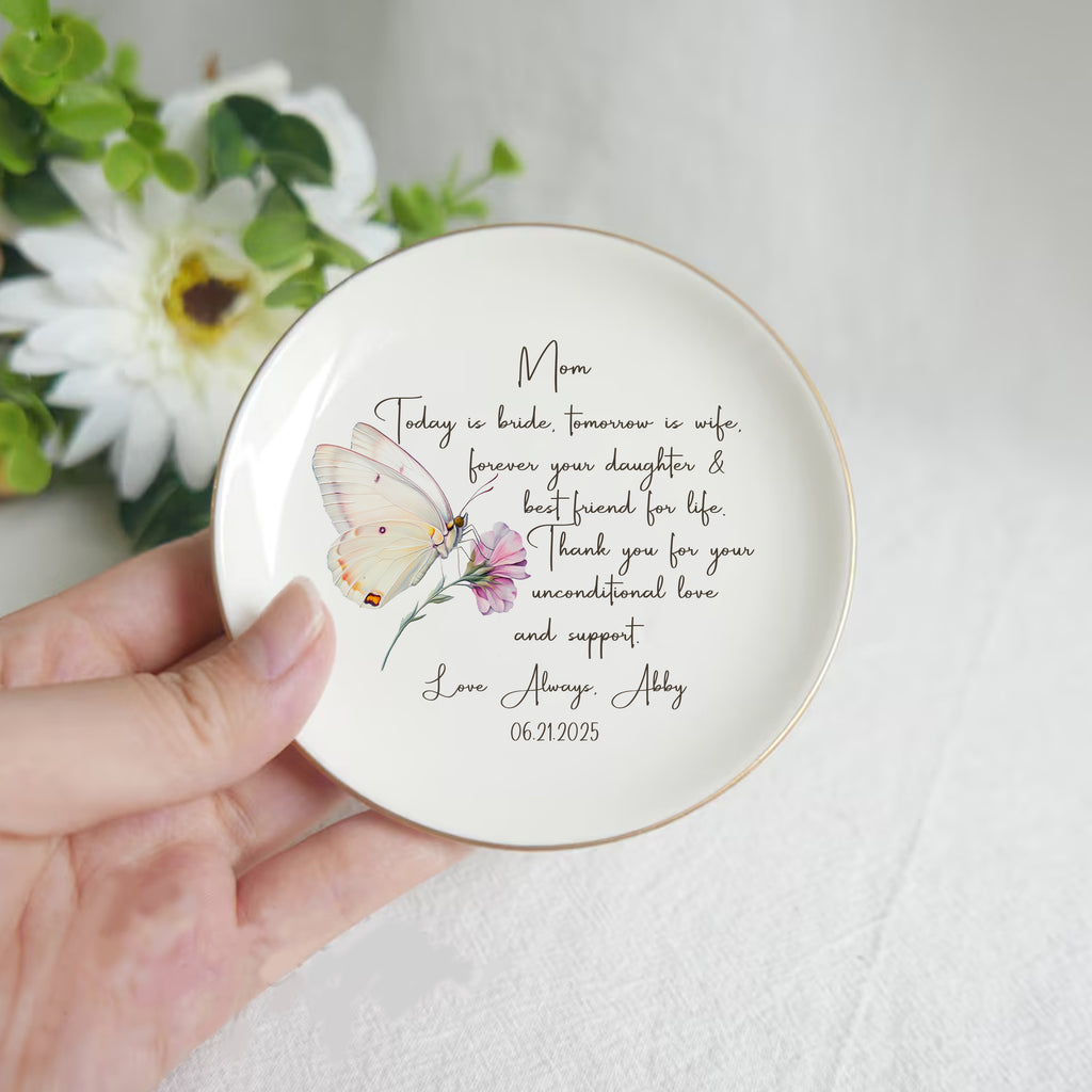 Today Is Bride Tomorrow Is Wife Forever Your Daughter & Best Friend For Life • Personalized Flower Trinket Dish • Custom Watercolor Flower Ring Dish • Wedding Gift For Mother Of The Bride