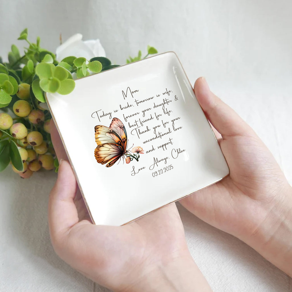 Today Is Bride Tomorrow Is Wife Forever Your Daughter & Best Friend For Life • Personalized Flower Trinket Dish • Custom Watercolor Flower Ring Dish • Wedding Gift For Mother Of The Bride