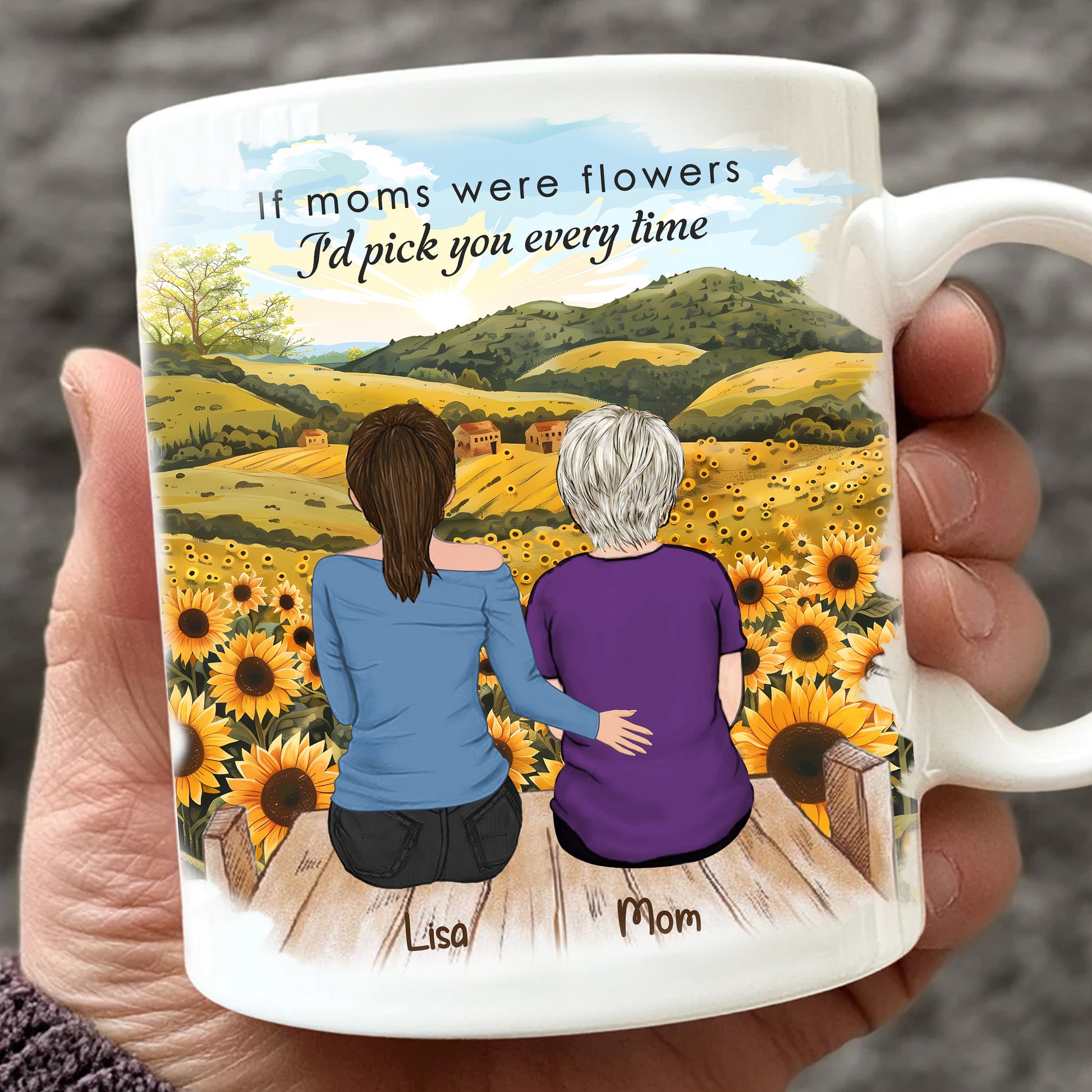 Daughter And Mother Custom Mug • Mom And Daughter Portrait • Personalized Keepsake Gift For Mother
