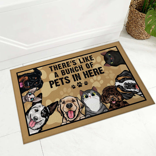 Personalized Dog & Cat Funny Doormat • Custom Doormat For Pet Lovers • Welcome Rug • Vintage Front Door Mat