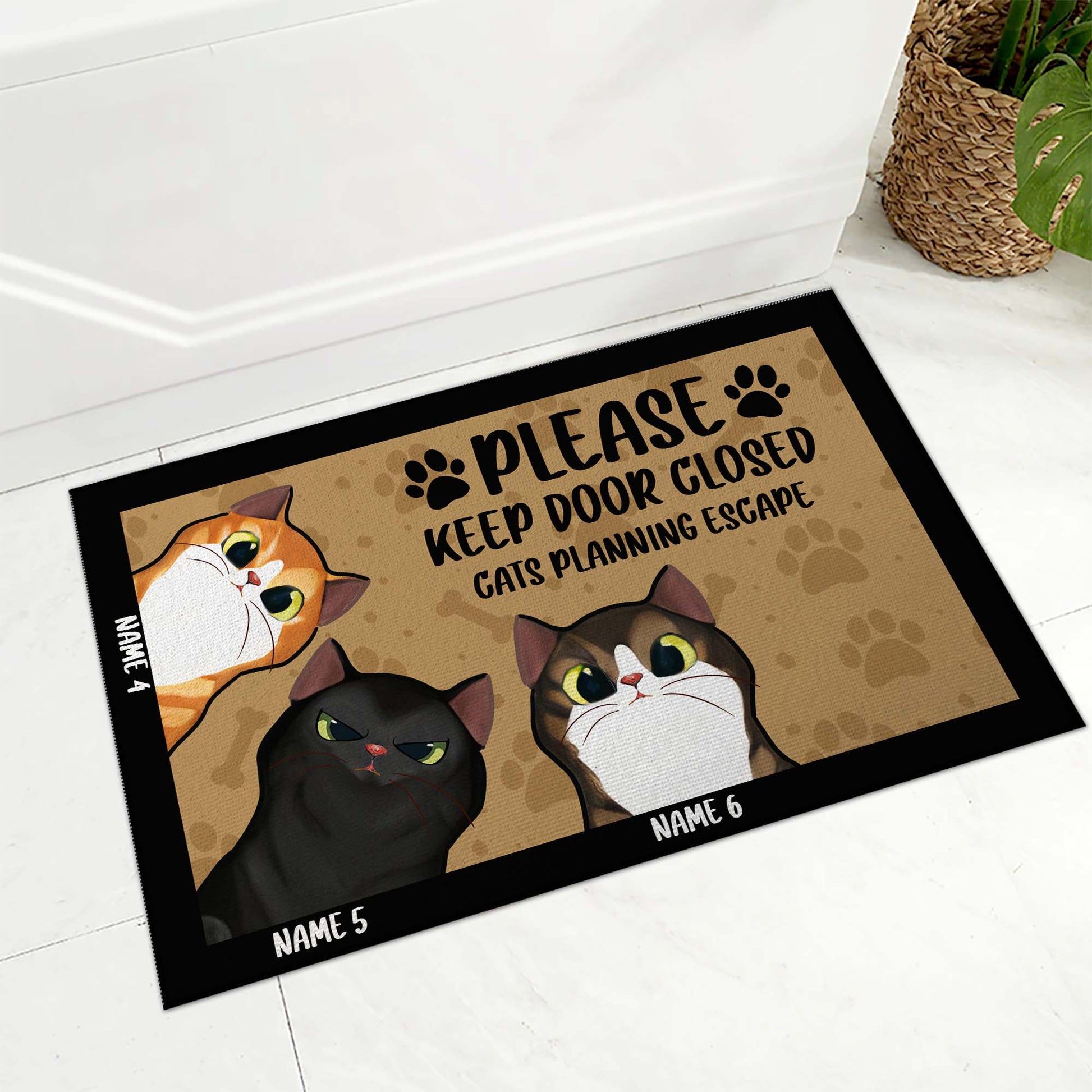 Please Keep Door Closed Cats Planning Escape Personalized Cat Funny Doormat • Custom Doormat For Cat Lovers • Welcome Rug • Vintage Front Door Mat
