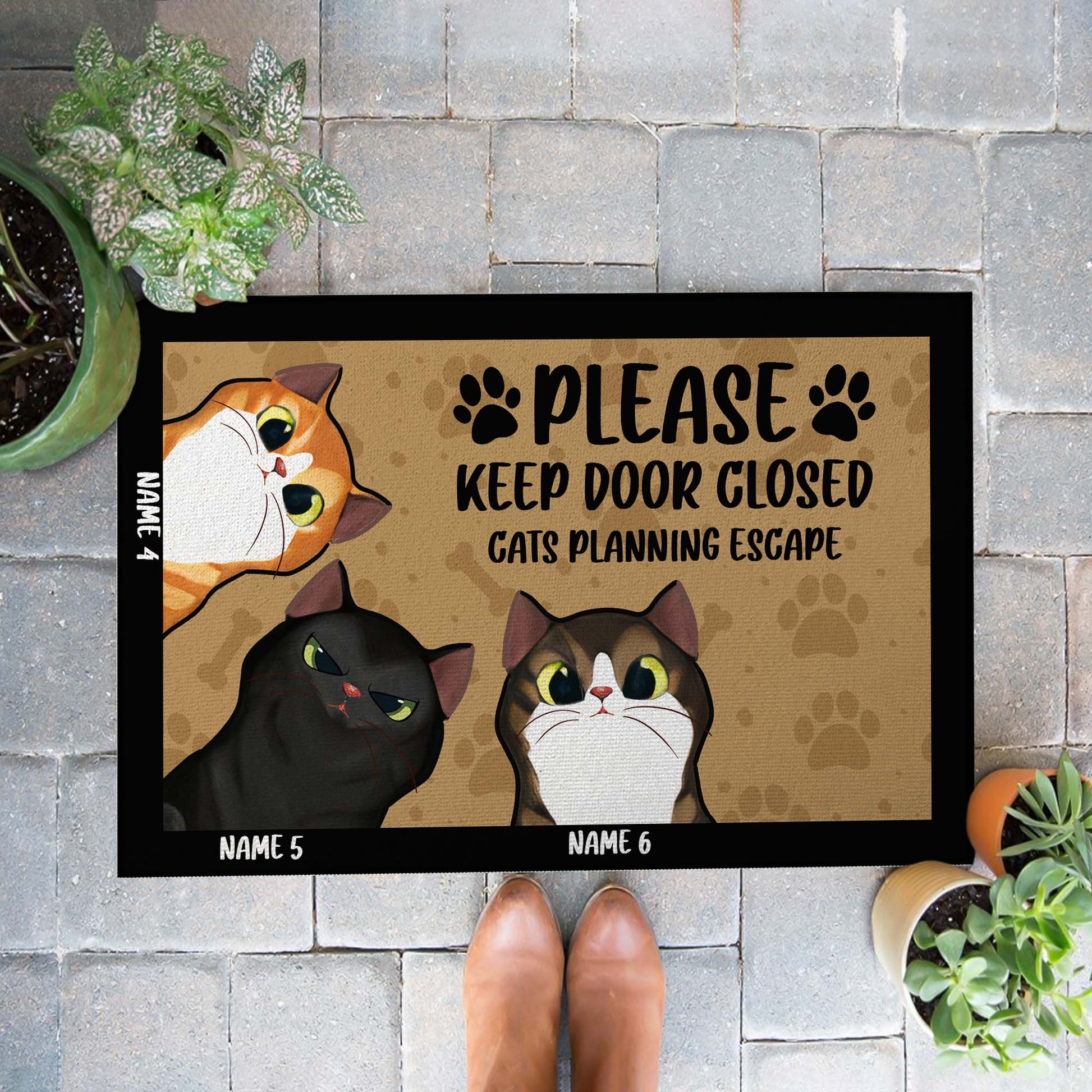 Please Keep Door Closed Cats Planning Escape Personalized Cat Funny Doormat • Custom Doormat For Cat Lovers • Welcome Rug • Vintage Front Door Mat
