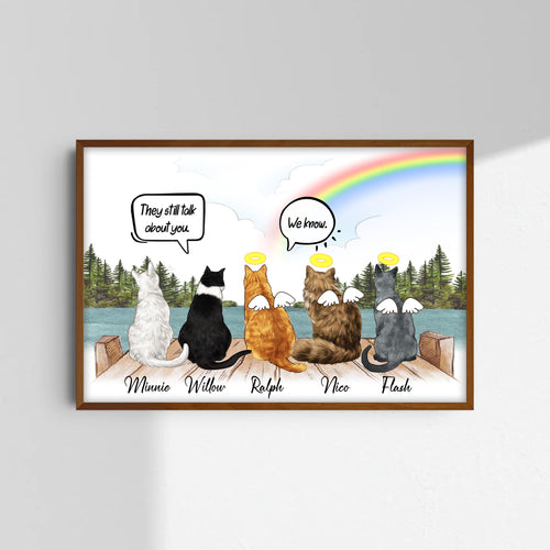 Custom Cat Portrait For Cat Lovers • Personalized Memorial Gift For Loss Of Cat • They Still Talk About You Cat Portrait Framed