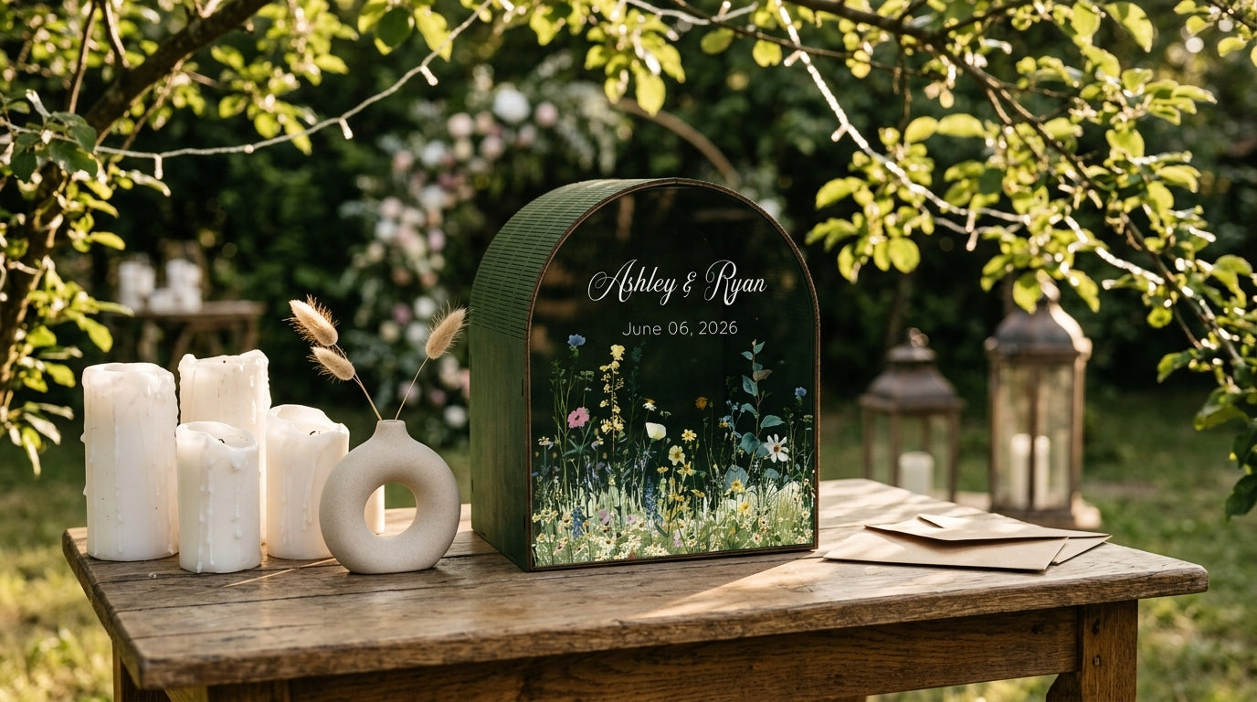 Personalized Wedding Card Box | Rustic Garden