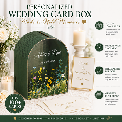 Personalized Wedding Card Box | Rustic Garden