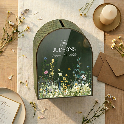 Personalized Wedding Card Box | Rustic Garden
