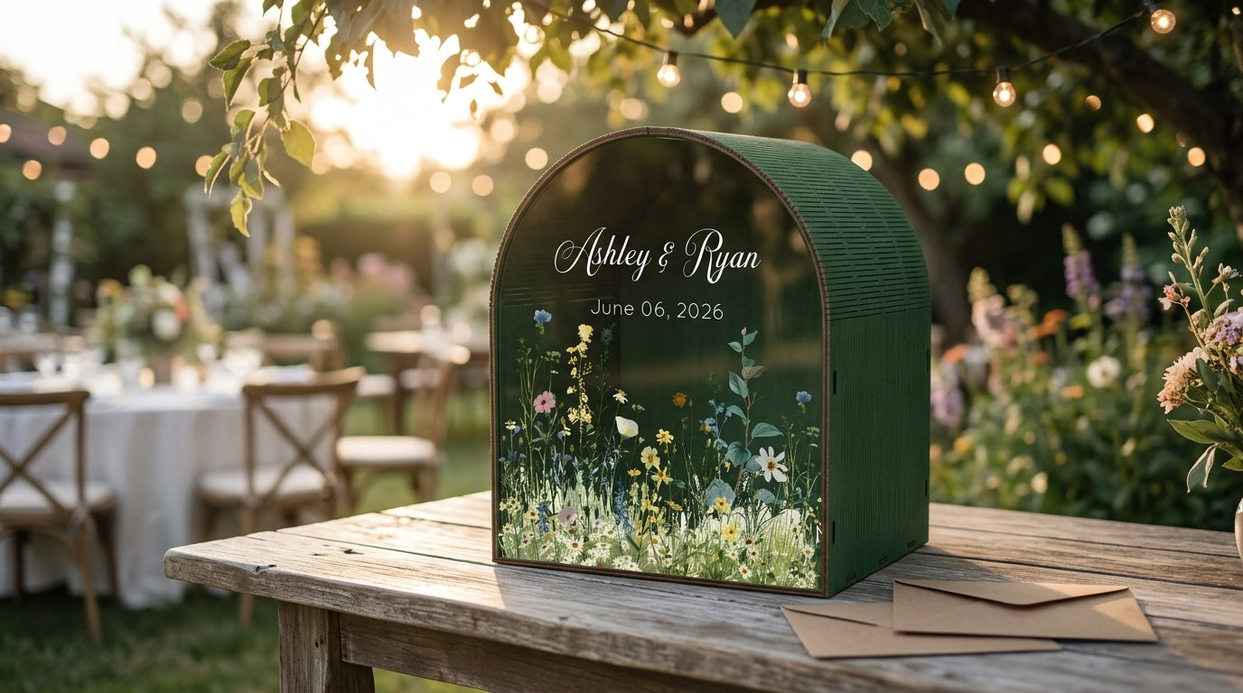 Personalized Wedding Card Box | Rustic Garden