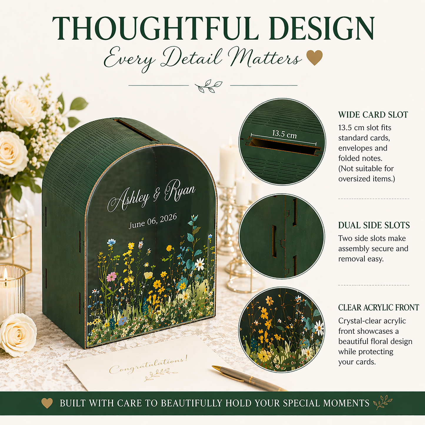 Personalized Wedding Card Box | Rustic Garden
