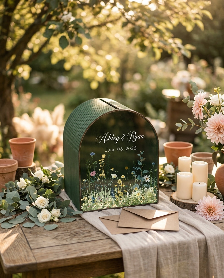 Personalized Wedding Card Box | Rustic Garden