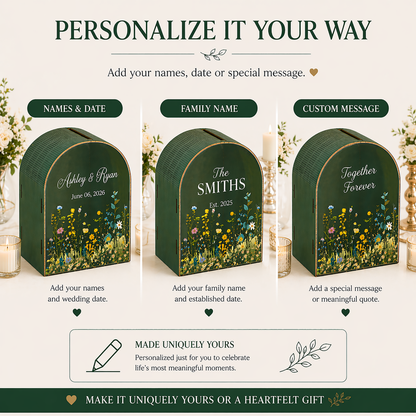 Personalized Wedding Card Box | Rustic Garden
