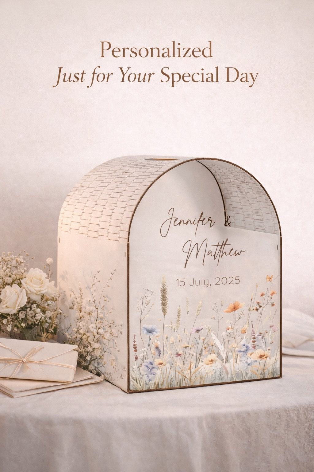 Personalized Wedding Card Box - Wildflower Meadow