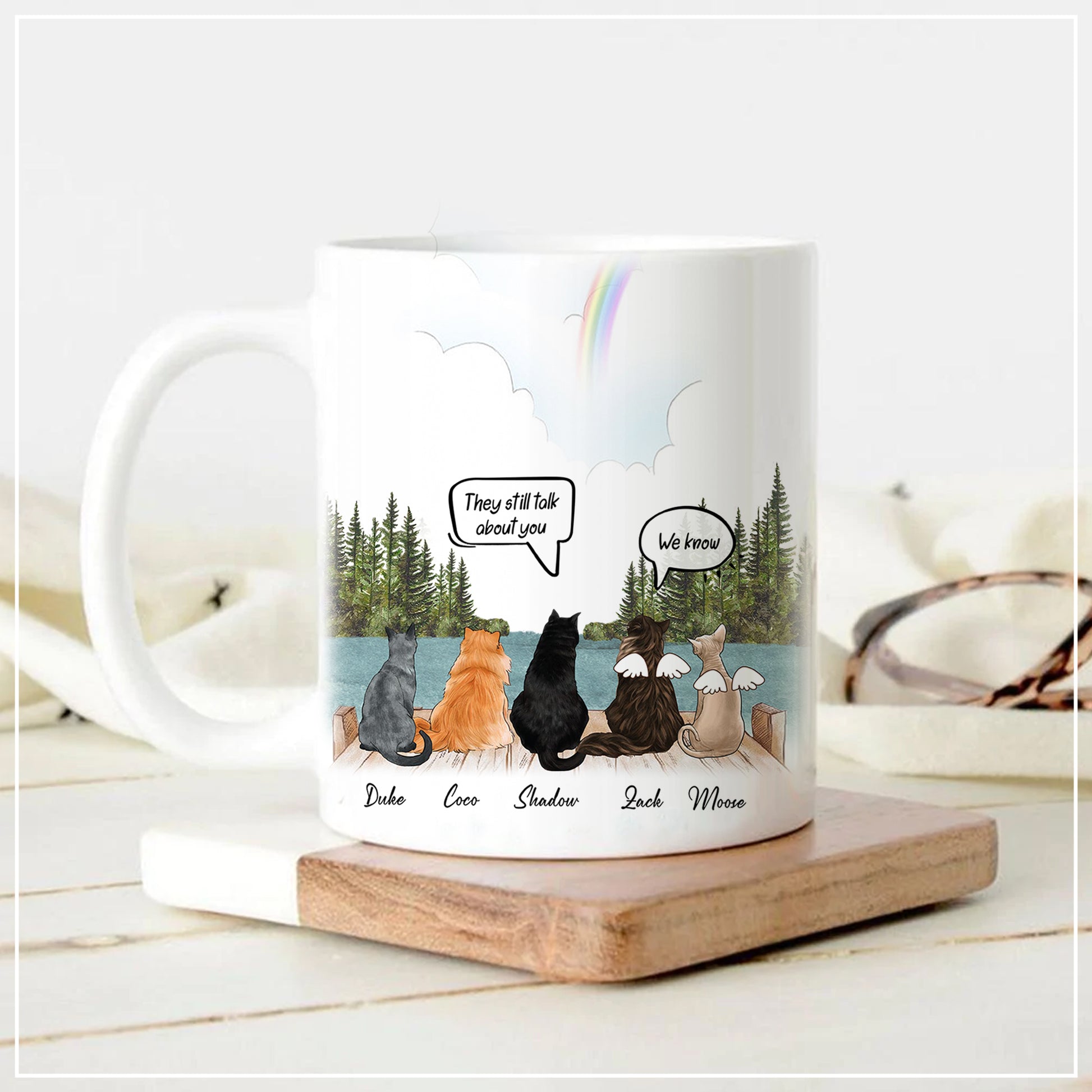 They Still Talk About You • Custom Cat Portrait Mug • Personalized Memorial Gift For Loss Of Cat Lovers • Sympathy Gift