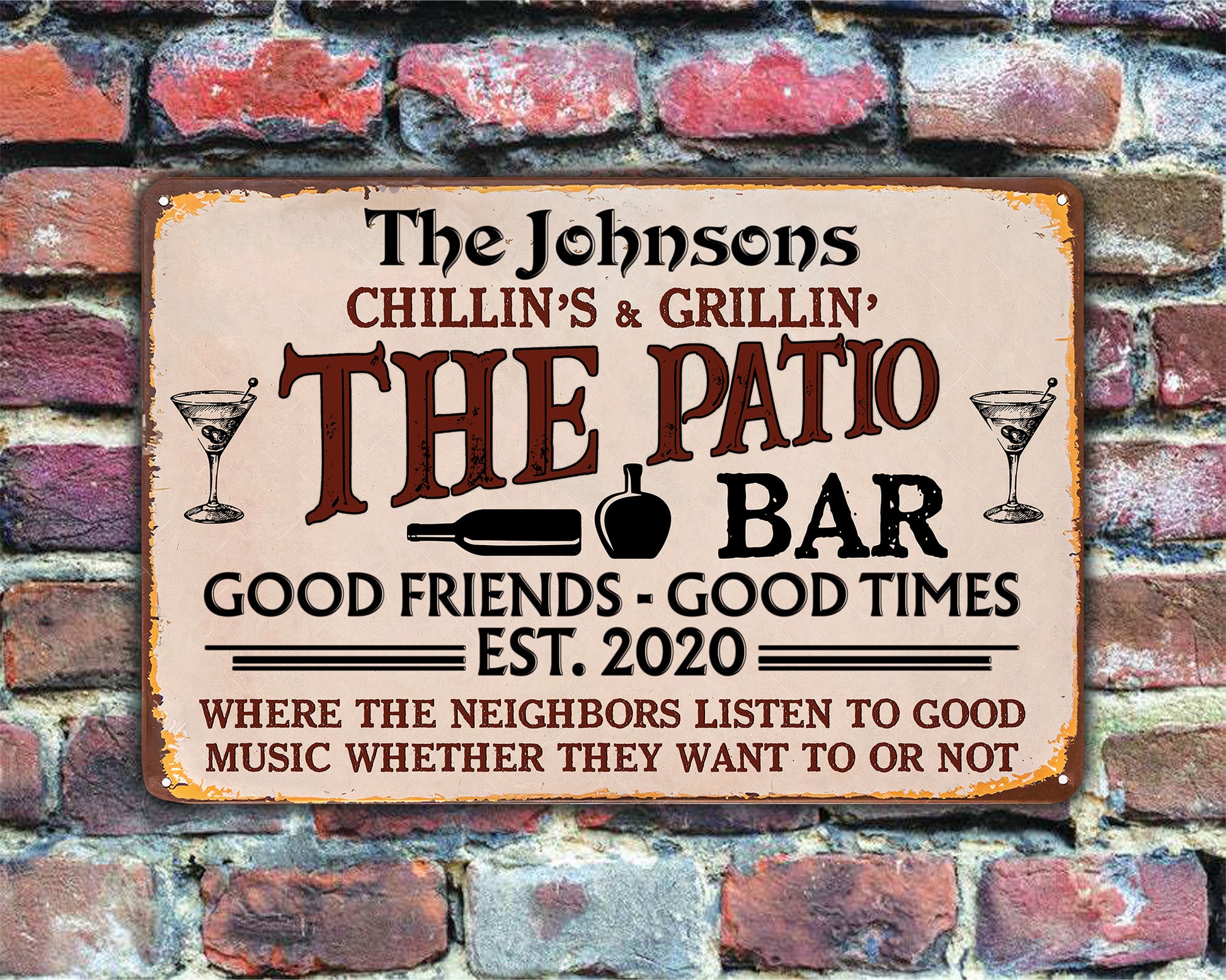 Welcome To The Patio • Custom Metal Sign • Personalized Patio Bar Welcome Sign • Chillin' And Grillin' Outdoor Sign • Backyard Funny Sign