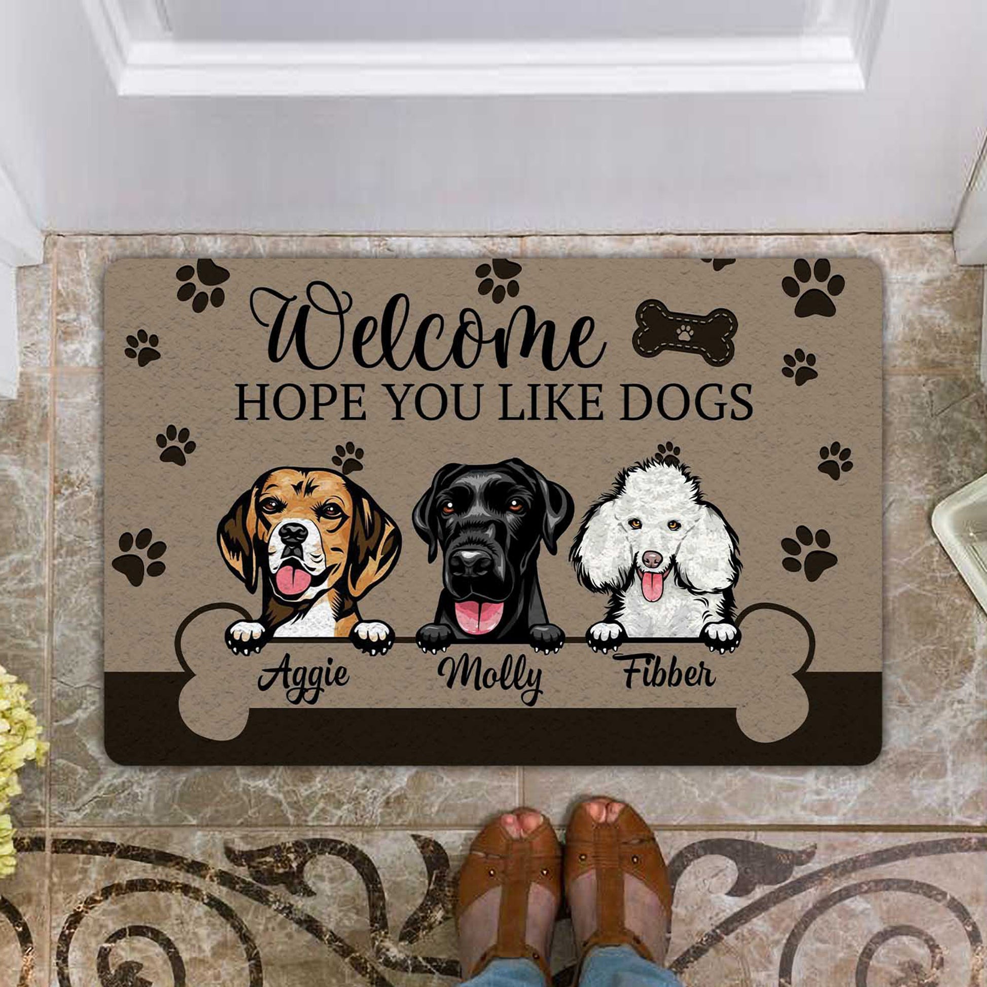 Welcome Hope You Like Dogs Funny Doormat • Custom Doormat For Dog Lovers • Personalized Name Dog Welcome Rug • Vintage Front Door Mat • Outdoor Rug