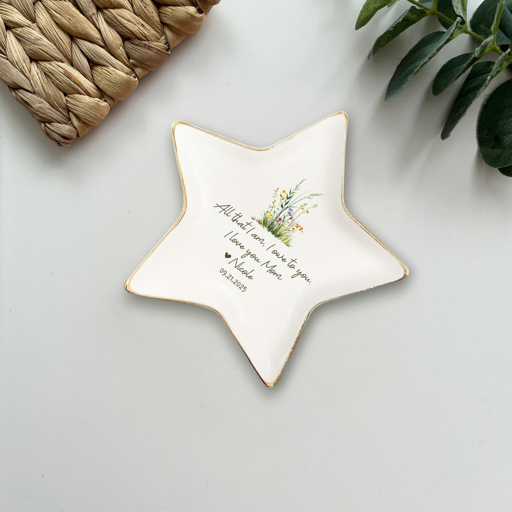 All That I Am I Own To You • Personalized Flower Trinket Dish • Custom Watercolor Flower Ring Dish • Jewelry Tray • Wedding Gift For Mother Of The Bride • Thank You Gift