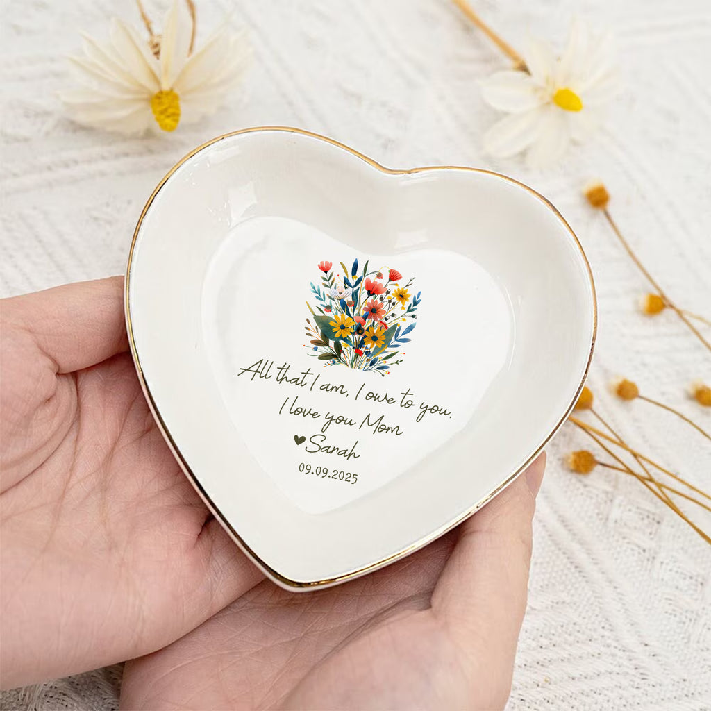 All That I Am I Own To You • Personalized Flower Trinket Dish • Custom Watercolor Flower Ring Dish • Jewelry Tray • Wedding Gift For Mother Of The Bride • Thank You Gift