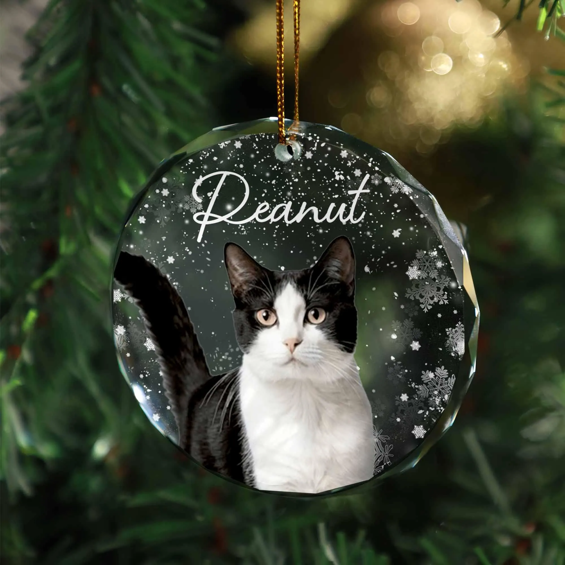 Custom Cat Photo Glass Ornament For Loss Of Cat • Personalized Cat Ornament With Photo & Name • Pet Photo Memorial Gift • Christmas Decoration