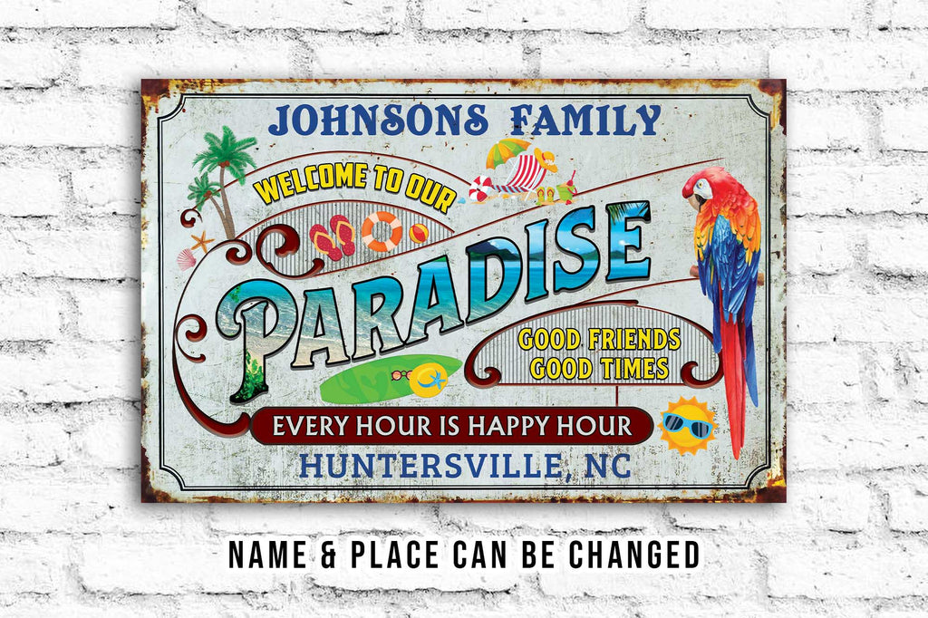 Welcome To The Beach • Custom Metal Sign • Personalized Beach Welcome Sign • Outdoor Sign • Vintage Beach Metal Sign