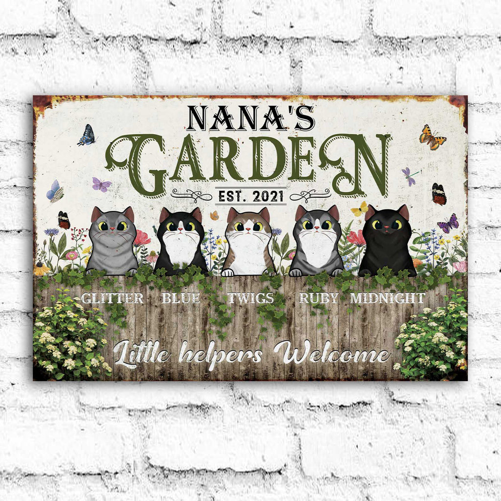 Welcome To The Nana's Garden Sign • Custom Metal Sign For Cat Lovers • Personalized Cat Welcome Sign For Grandma • Outdoor Sign • Backyard Sign • Funny Sign For Gardeners